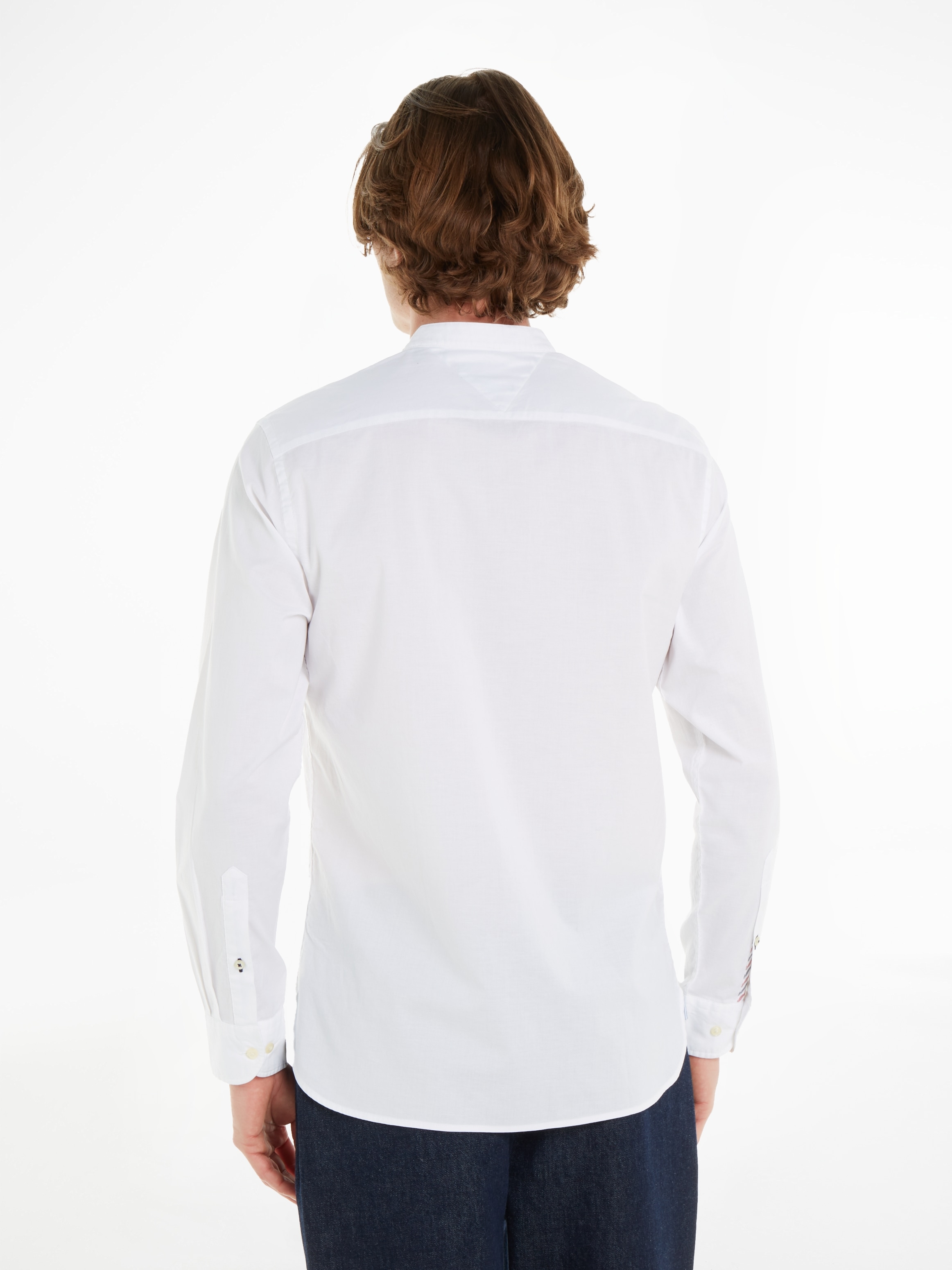 Tommy Hilfiger Langarmhemd »NATURAL SOFT SOLID MAO RF SHIRT«, mit Tommy Hilfiger Markenstreifen innen am Ärmelschlitz