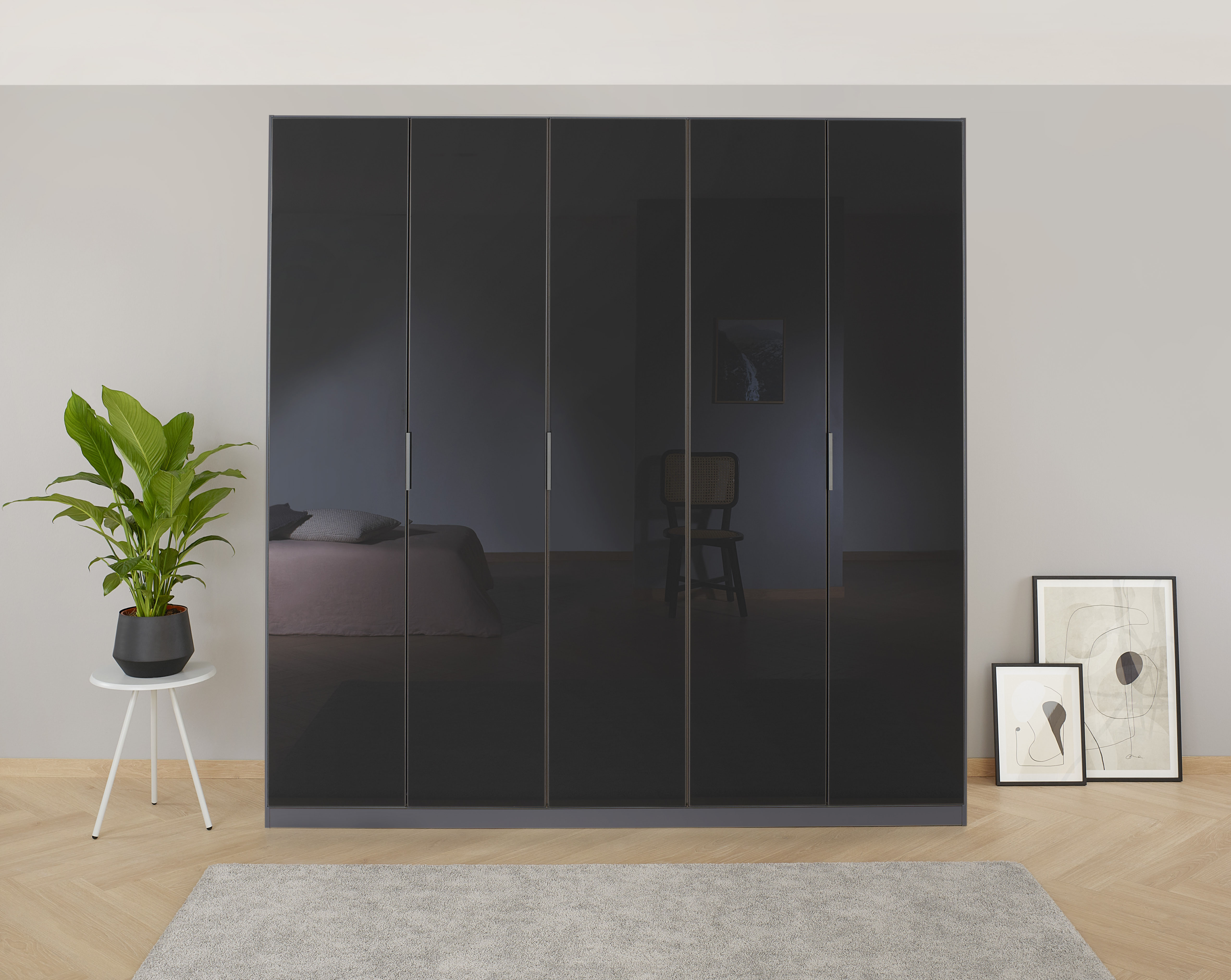 OTTO home "Mehrzweckschrank Aktenschrank Möbel Mietswohnung Schlafzimmer KOLUNA" Breiten 181/226/271/315 cm Höhen 210/229 cm, hochwertige Glas-Front, inkl. 2 Innenschubladen sowie extra Einlegeböden MADE IN GERMANY