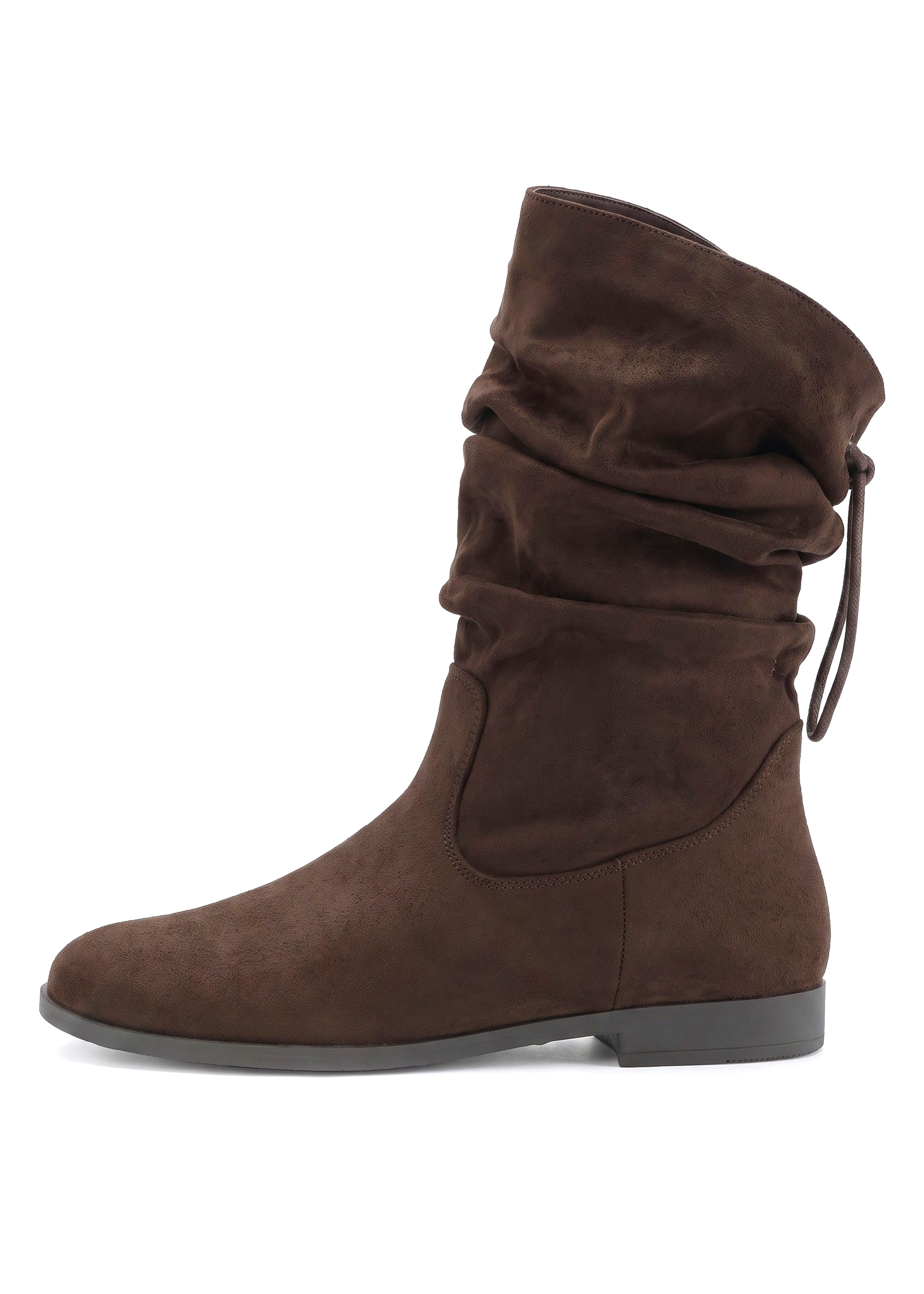LASCANA Stiefel »Stiefelette,«  mit Gummi-Kordelzug, in zwei verschiedenen Längen tragbar VEGAN