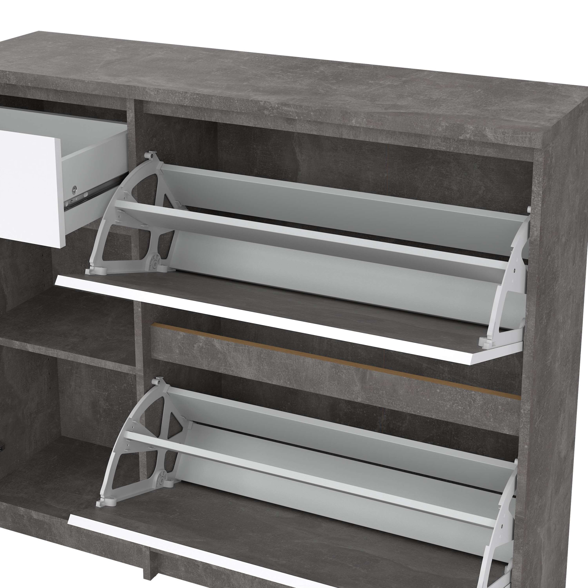 INOSIGN Schuhschrank »Naia Schuhaufbewahrung, Schuhkommode, Schuhregal, Garderobenschrank,«, mit 2 Klappen und 1 Tür und 1 Schublade, Breite 109 cm