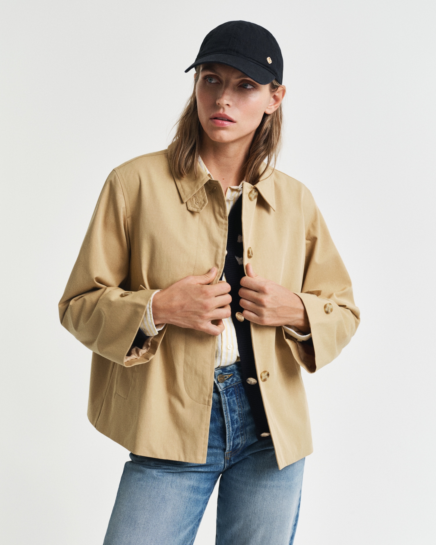 Gant Kurzmantel »SHORT COTTON CAR COAT«, mit leichter A-Linien Silhouette