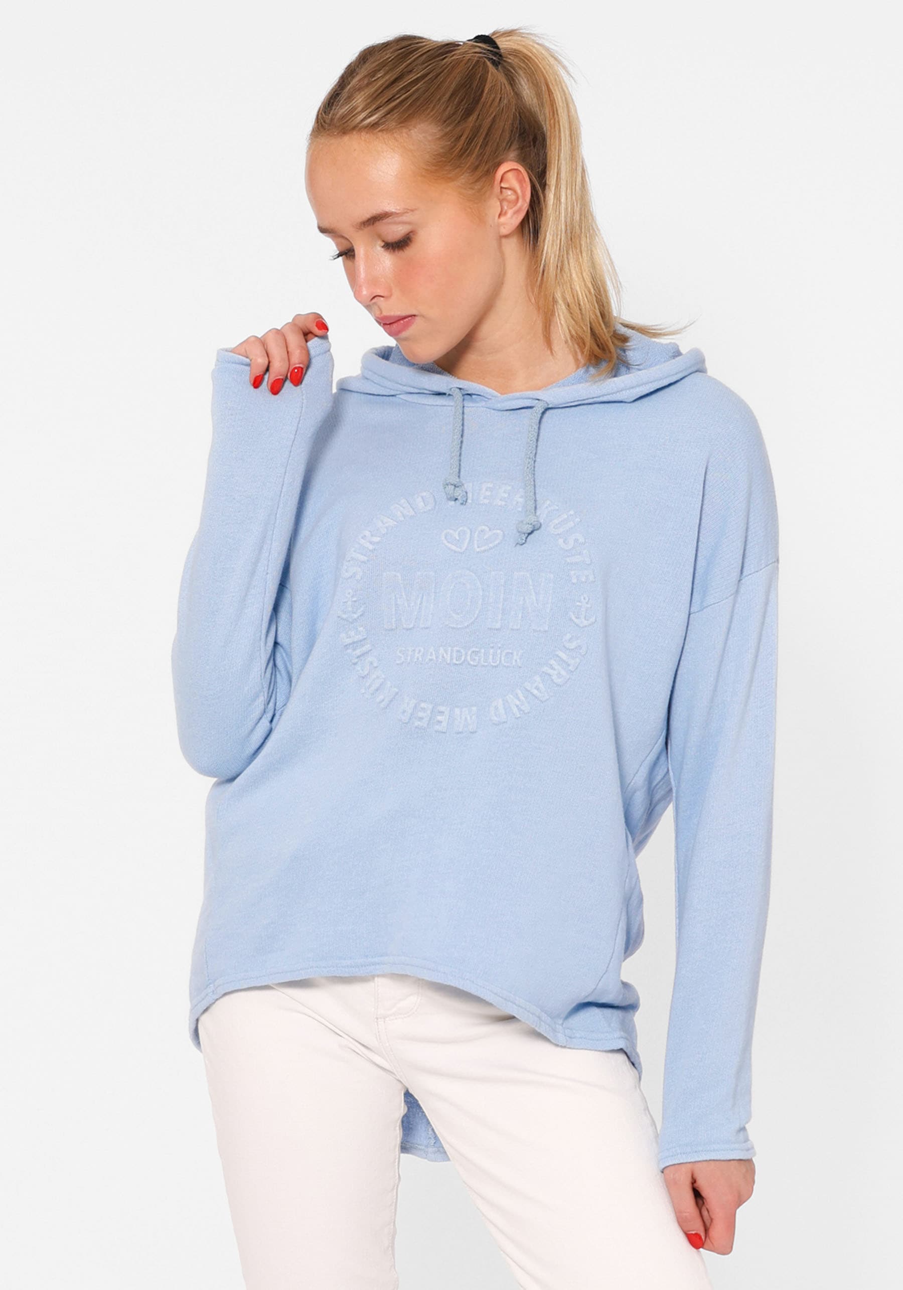 Zwillingsherz Hoodie "Hoodie Stempeldruck "Moin"", Sweatshirt im Used-Look mit Kapuze und Stempeldruck