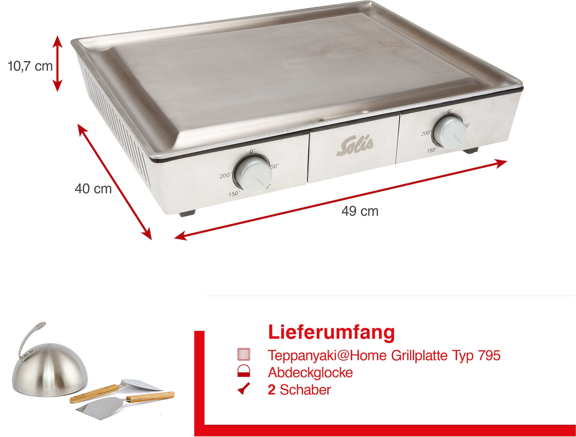 SOLIS OF SWITZERLAND Tischgrill »Teppanyaki@Home (Typ 795)«, 2000 W, Beschichterter Grillbereich, Fettablauf