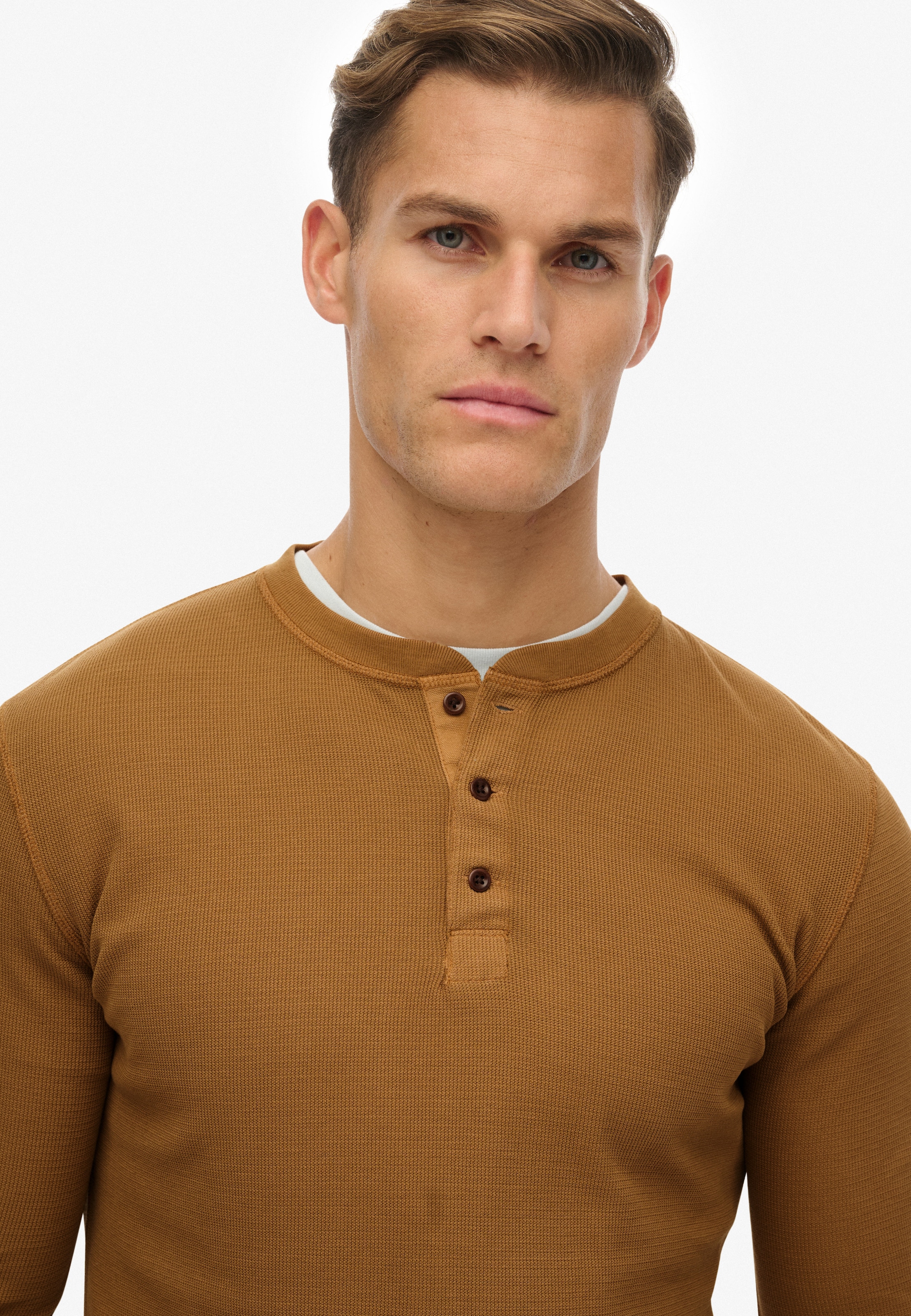 Superdry Langarmshirt »WAFFLE LONG SLEEVE HENLEY TOP«