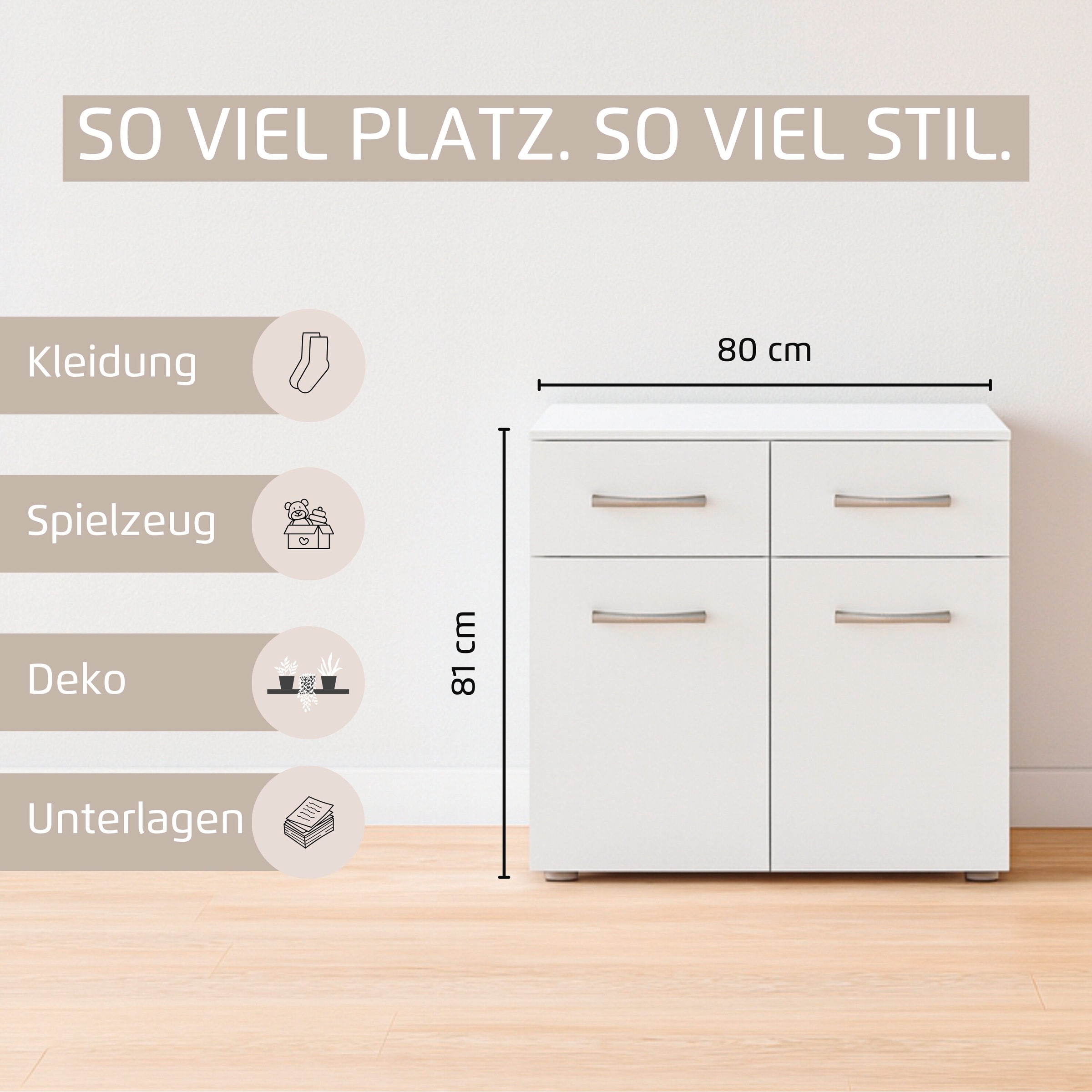 Thumbnail - rauch Kommode "Gamma" Breite 80 cm / Höhe 81 cm, verschiedene Griffvarianten/-Farben