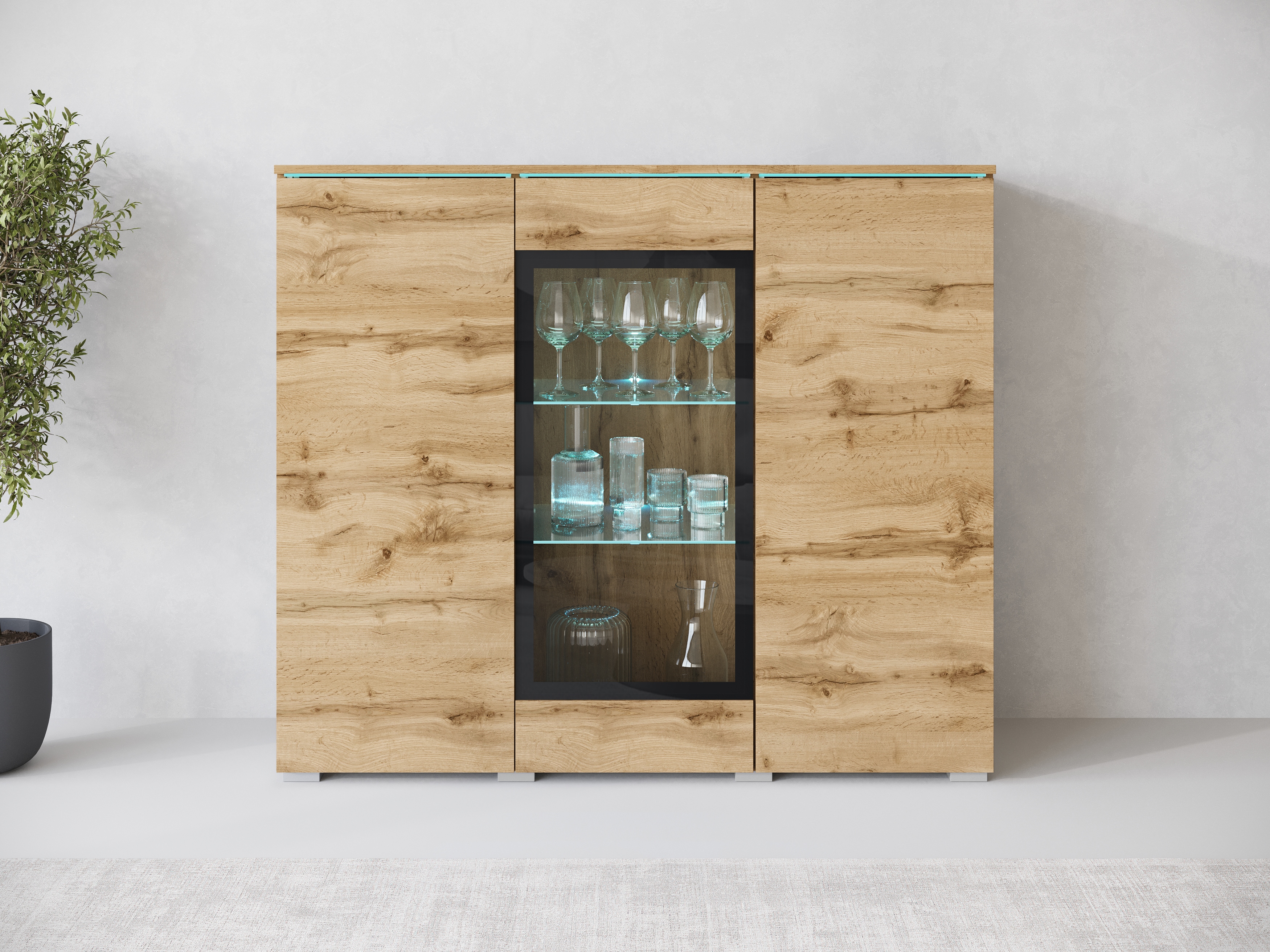 Home affaire Highboard "Vera" Highboard mit 4 Türen, 9 Fächern, verglasten Türen