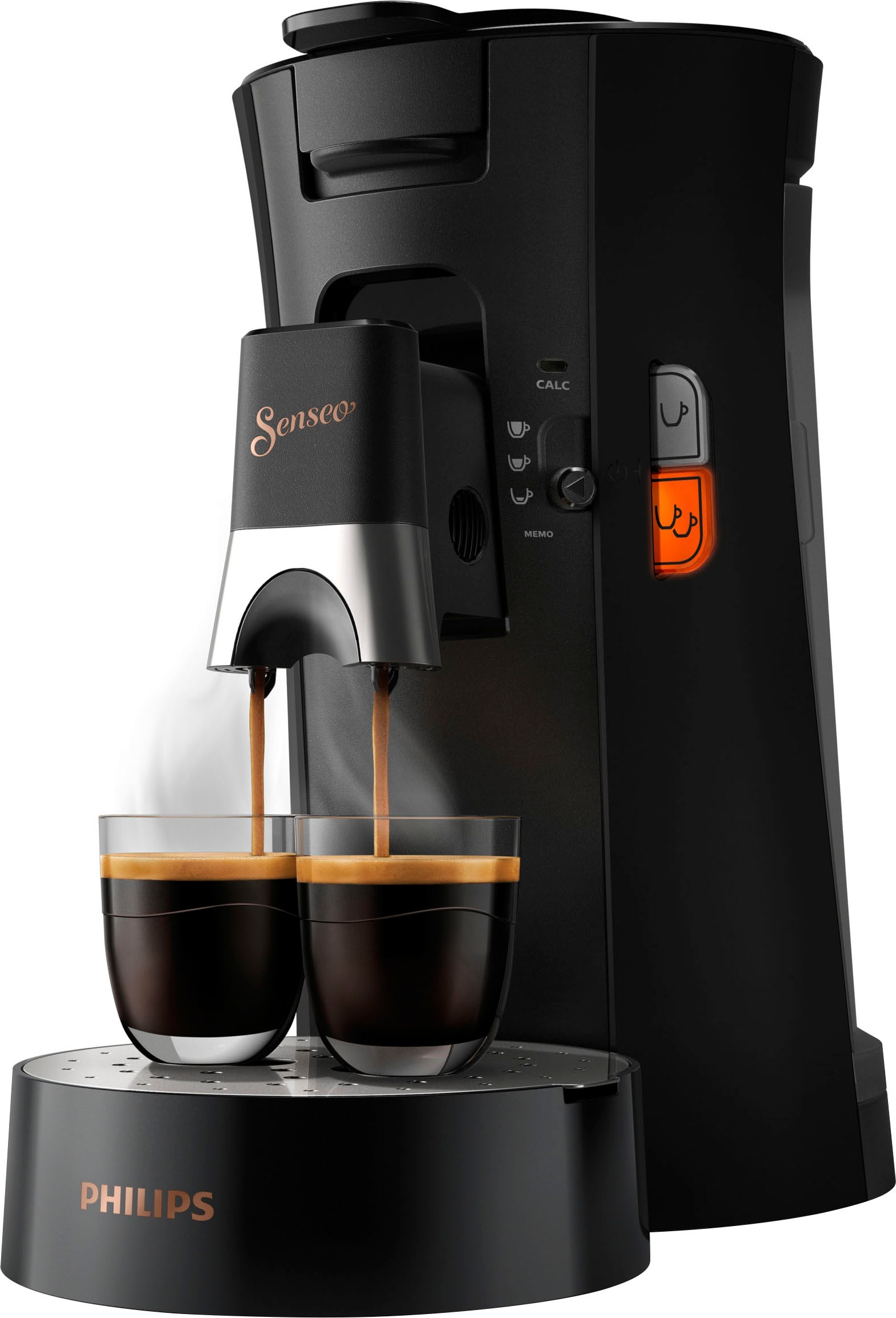 Philips Senseo Kaffeepadmaschine „Select CSA240/60“, inkl. Gratis-Zugaben im Wert von € 14,- UVP klavierlackschwarz Rabatt: 15 %