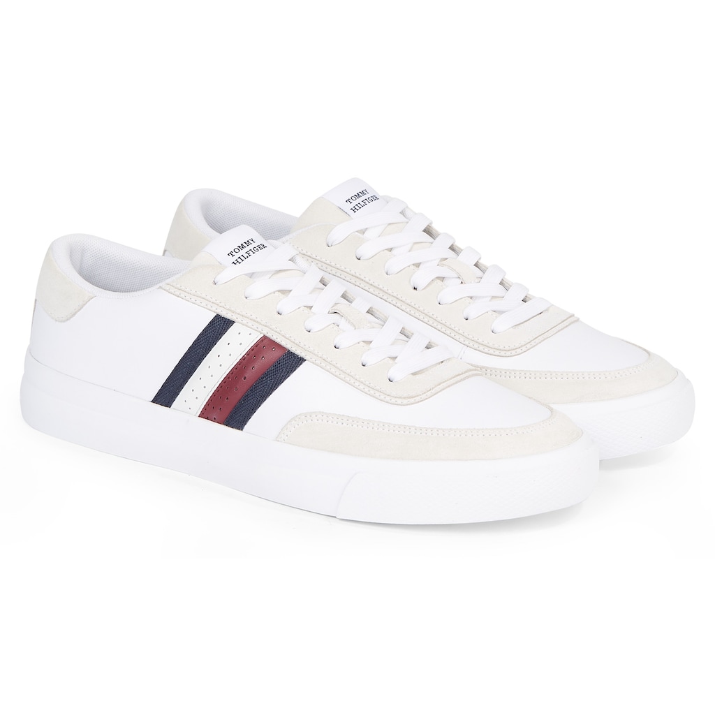 Tommy Hilfiger Sneaker »TH CUPSET RWB LTH«, mit seitlichen Streifen, Freizeitschuh, Halbschuh, Schnürschuh