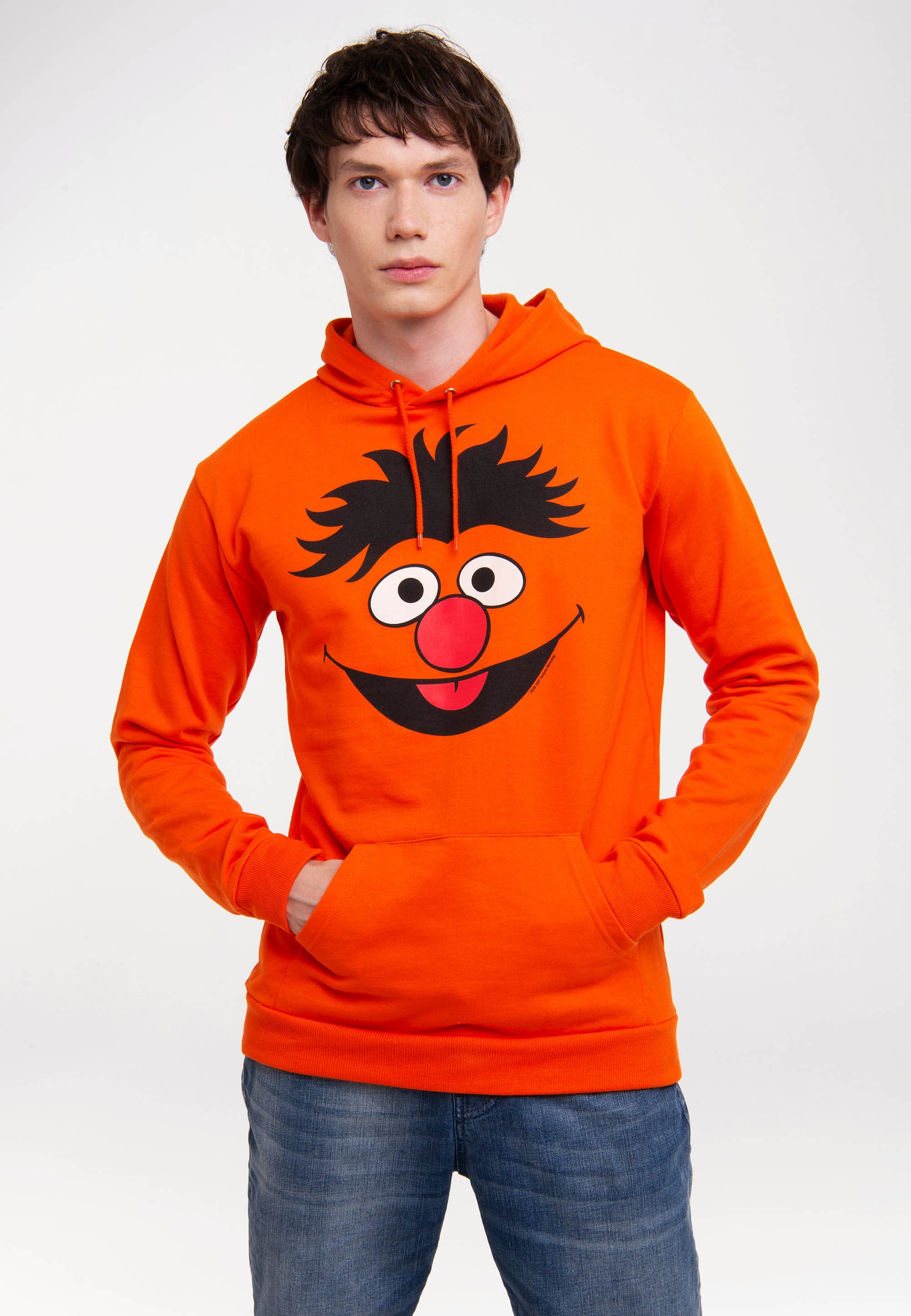 LOGOSHIRT Kapuzensweatshirt »Sesamstrasse mit | Print lizenziertem - ▷ Ernie bestellen Gesicht«, BAUR