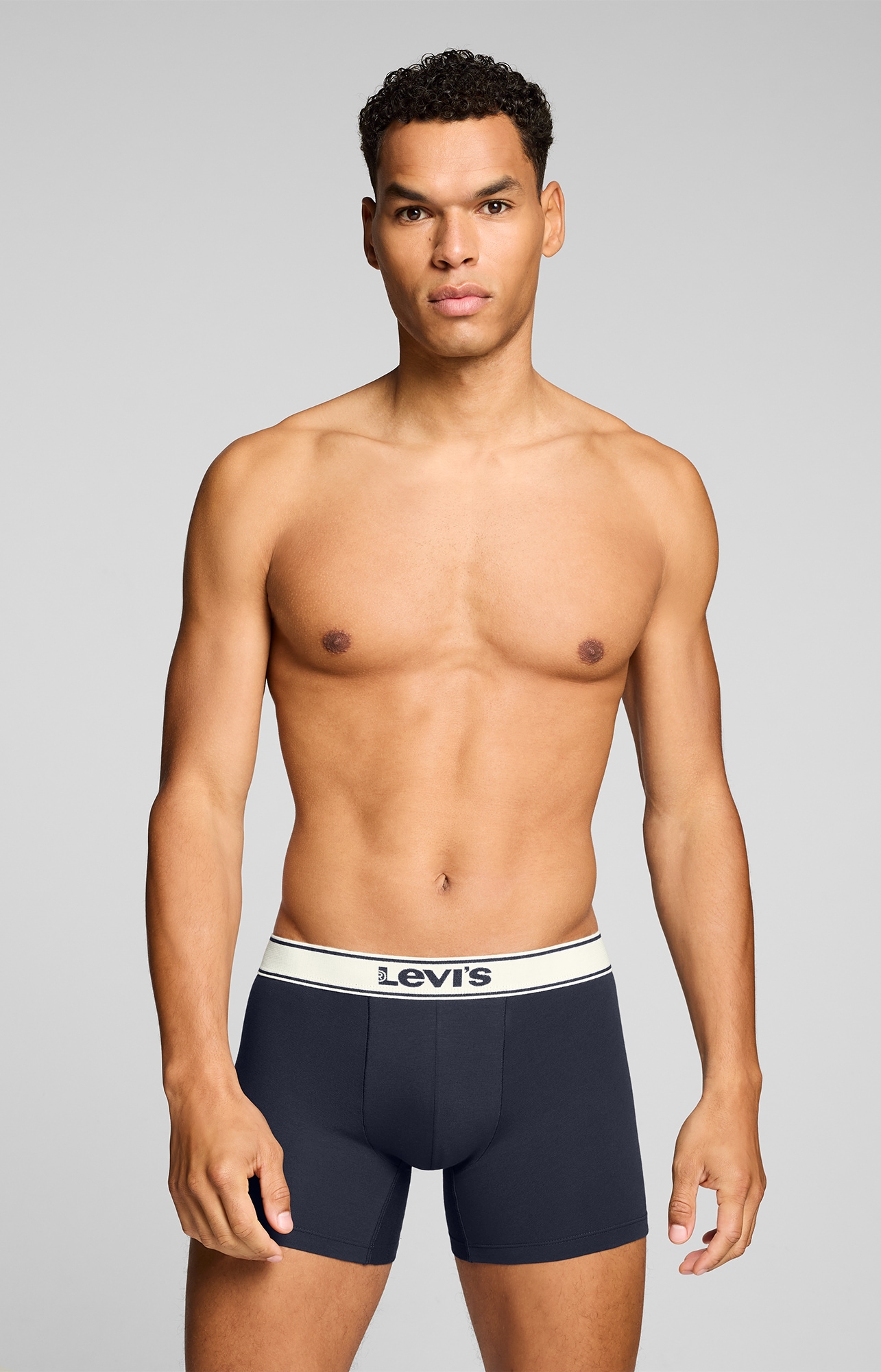 Levi's® Boxer »LEVIS MEN VNTG HTR BOXER BRIEF 2P« ohne Eingriff, uni, meliert, Logo-Bund, elastisch