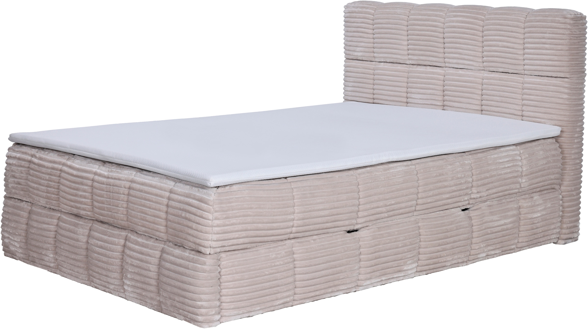 Home affaire Boxbett »SORTELHA, Polsterbett mit Bettkasten und Taschenfederkernmatratze H3« inkl. PU-Schaumtopper, Cord-Bezug, 140x200 & 180x200cm