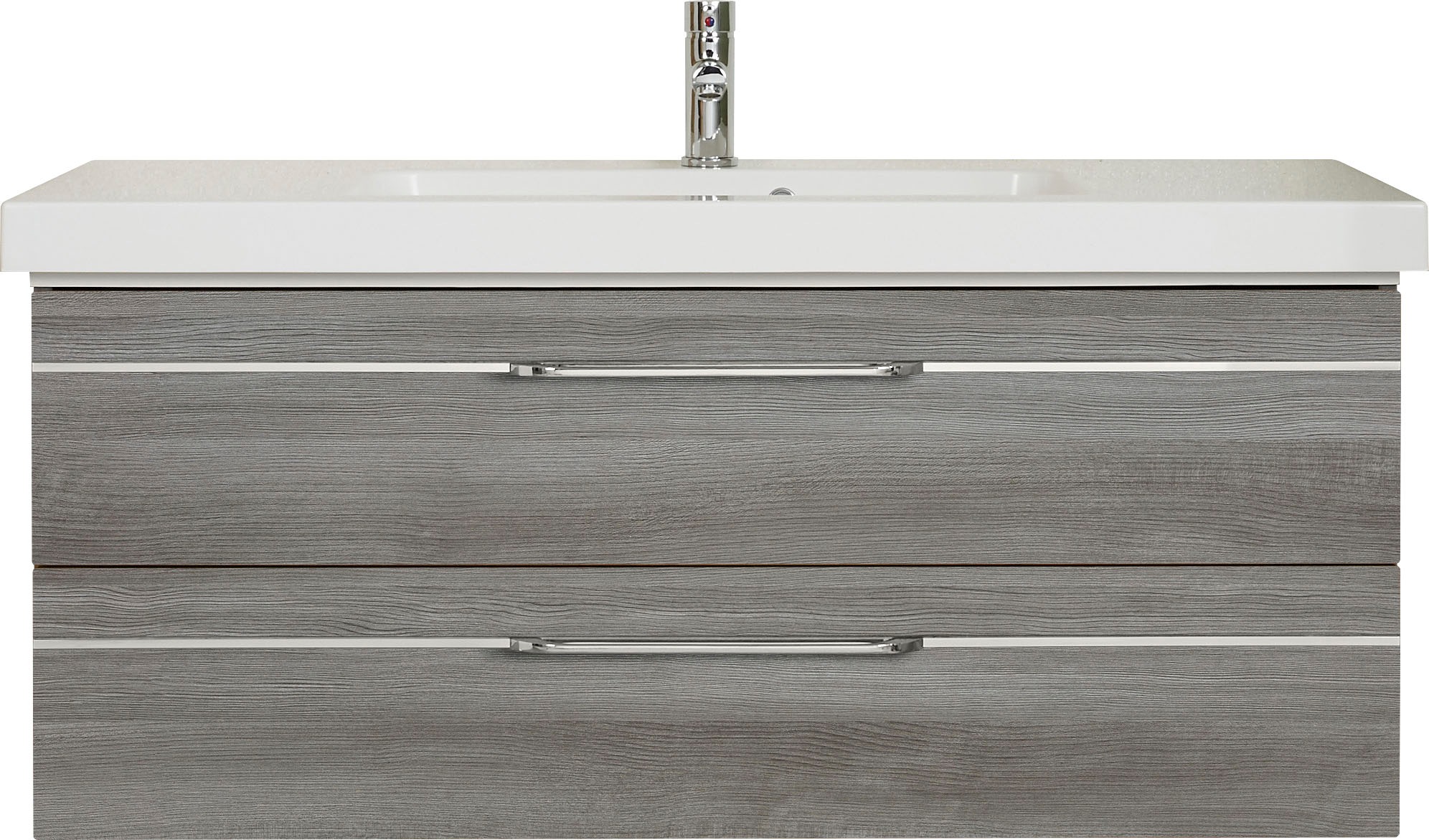 Saphir Badmöbel-Set »Balto Sprint 4-teilig, Mineralmarmor-Waschtisch mit LED-Spiegelschrank«, (5 St.), Unterschrank, Midischrank, inkl. Türdämpfer, 5 Türen, 5 Schubladen