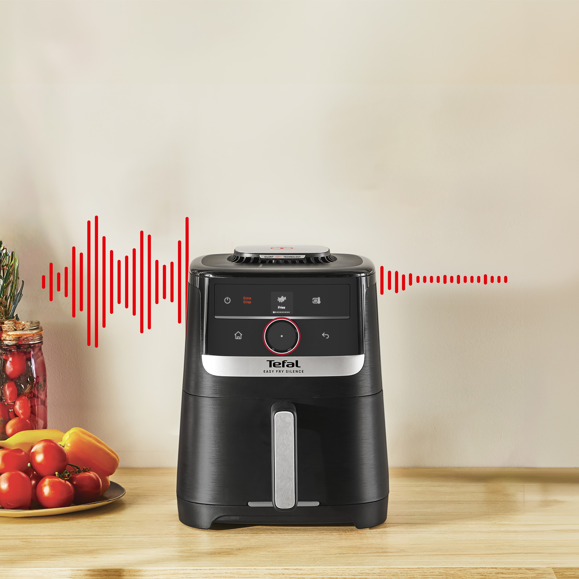 Tefal Heißluftfritteuse »EY5728 Easy Fry Smart & Silence«, 1670 W, extrem leise, Smart-Assist-System, 40°C bis 220°C, Edelstahl, 5,0l