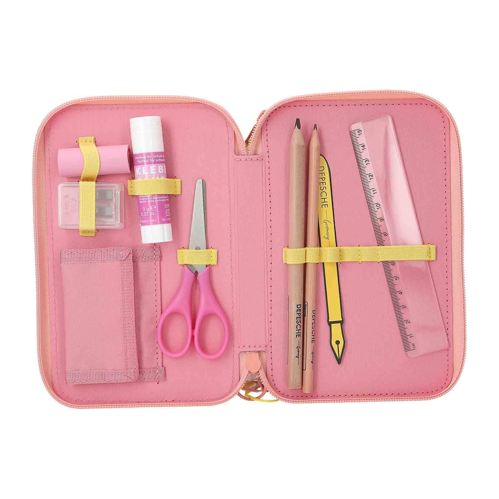 Depesche Buntstift »3-Fach Federtasche JUICY inkl. Stifte TOPModel 7,5 x 13 x 20 cm altrosa«