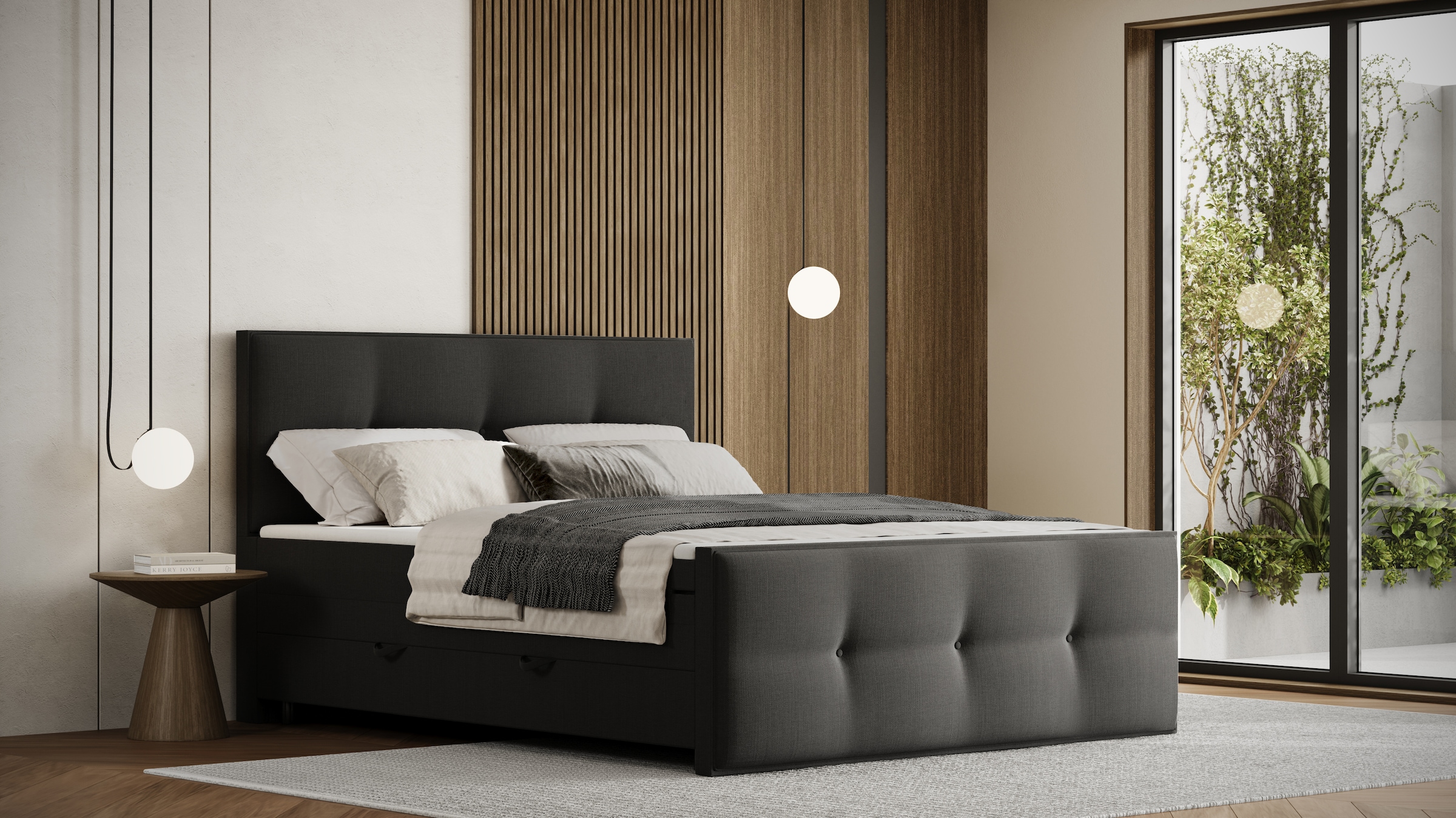 FORTE Boxspringbett »Eve inkl. zwei Bettkästen und Kaltschaum Topper«, und einer 7-Zonen-Tonnentaschen-Federkernmatratze (H3)