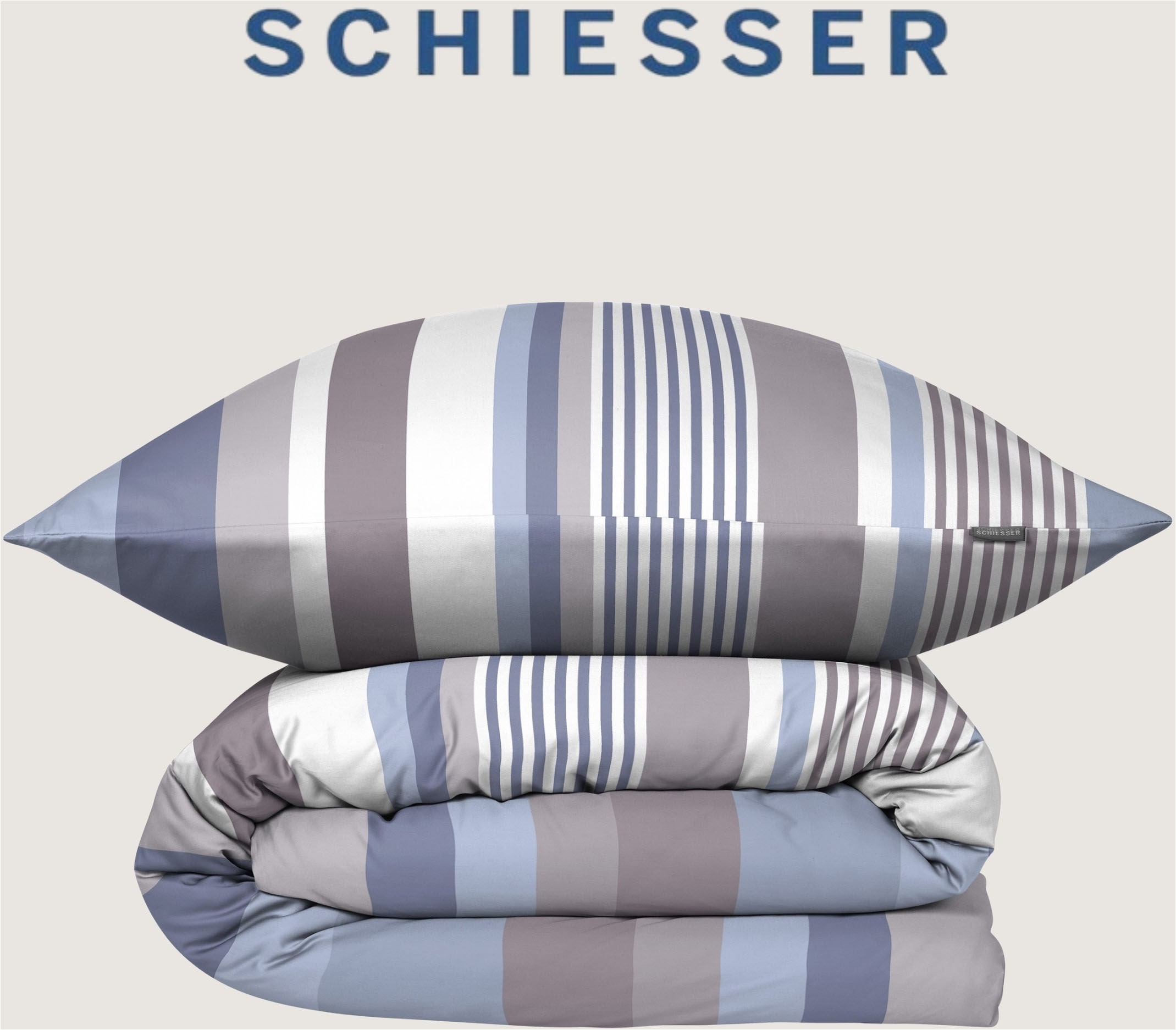 Schiesser Bettwäsche »Hoops aus weichem Baumwoll-Satin mit Streifen-Design« 2 tlg. Made in Green by Oeko-Tex