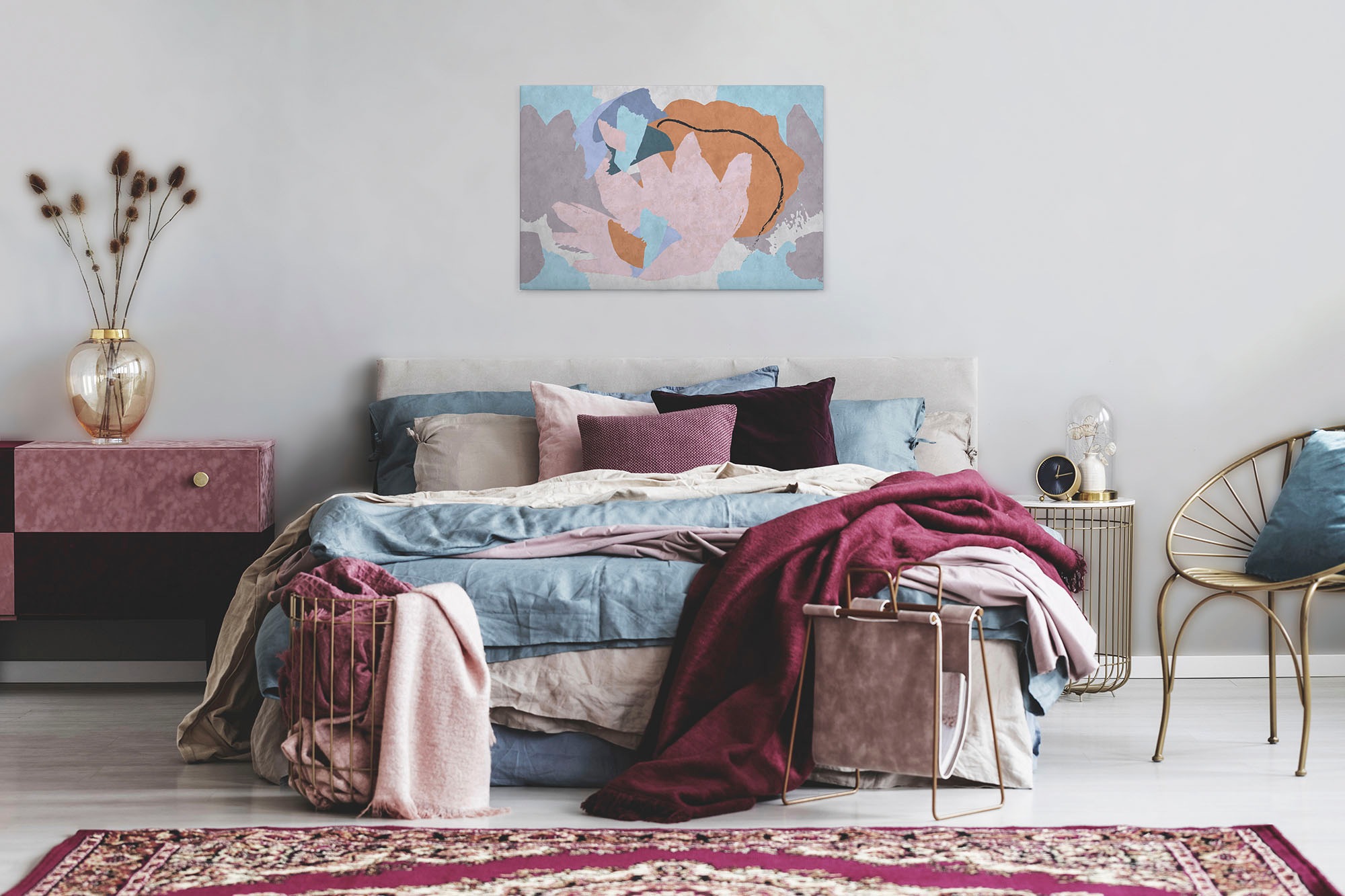 A.S. Création Leinwandbild »floral collage«, Kunst-Abstrakt-Kinder, (1 St.), Keilrahmen Bild Floral Abstrakt Leinwand-Bild Wohnzimmer modern Kinder