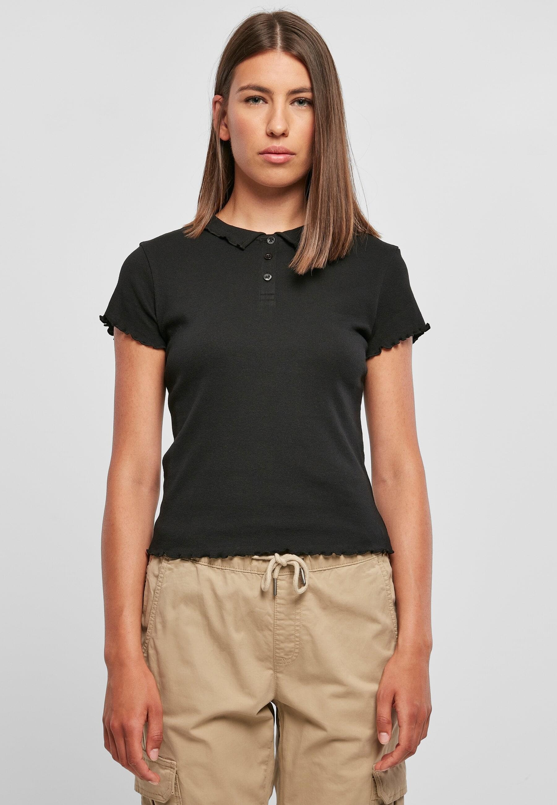 URBAN CLASSICS T-Shirt »Urban Classics Damen Ladies Rib Polo Tee«, (1 tlg.)
