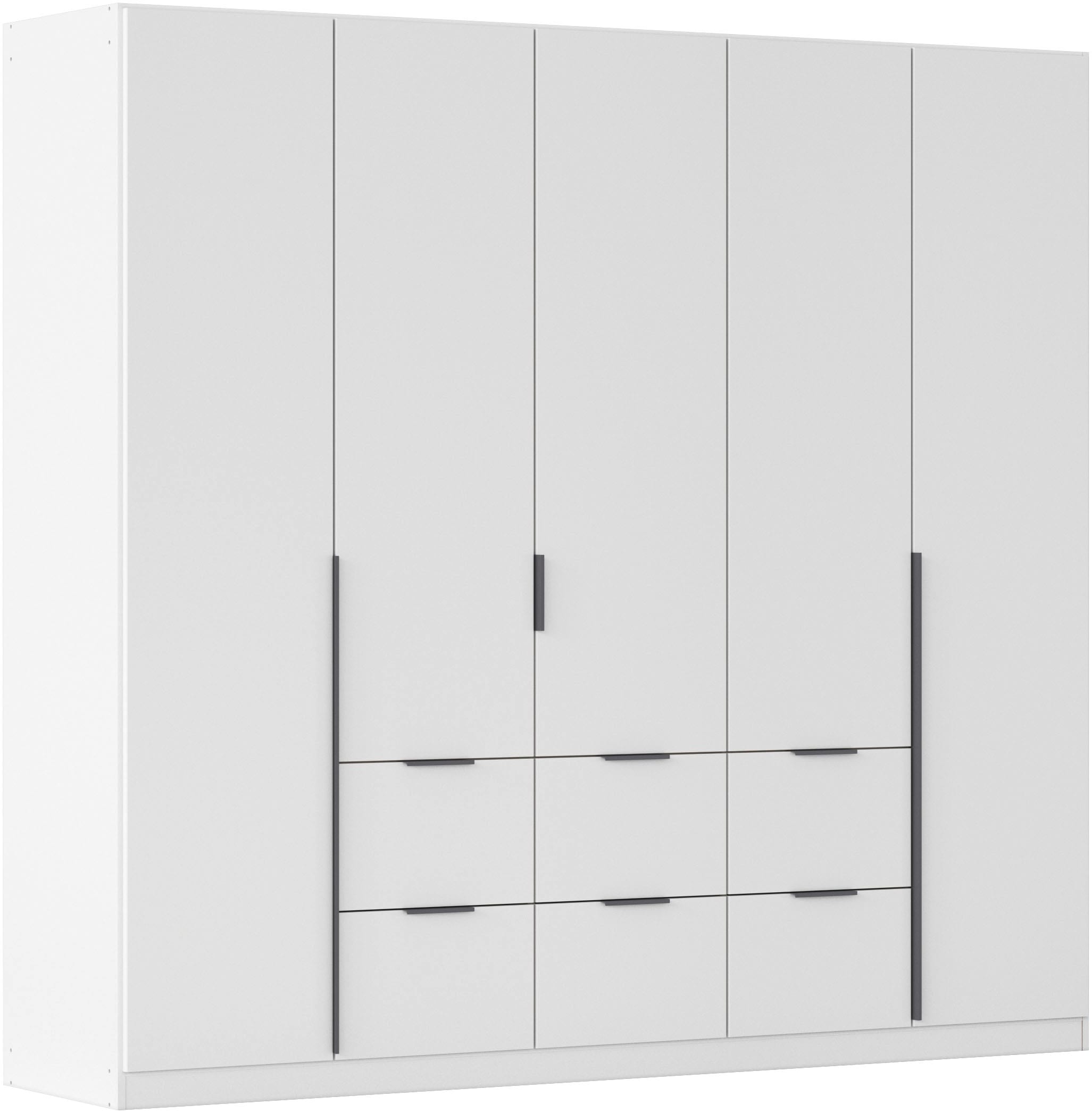 OTTO home Drehtürenschrank "Kleiderschrank Schrank Garderobe AGORDO mit Dekor- oder Hochglanzfront" in zwei Griff-Farben, Breite 226 cm, mit Außenschubkästen, Serie in 7 Breiten und 2 Höhen MADE IN GERMANY