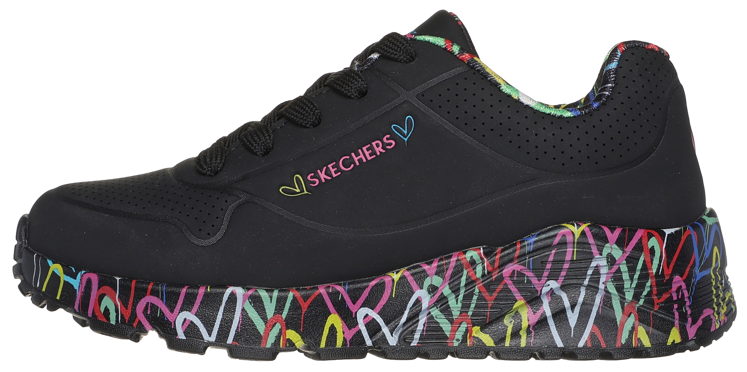 Skechers Sneaker »UNO LITE-LOVELY LUV«, Plateausneaker, Chunky Sneaker, Schnürschuh mit bedruckter Sohle