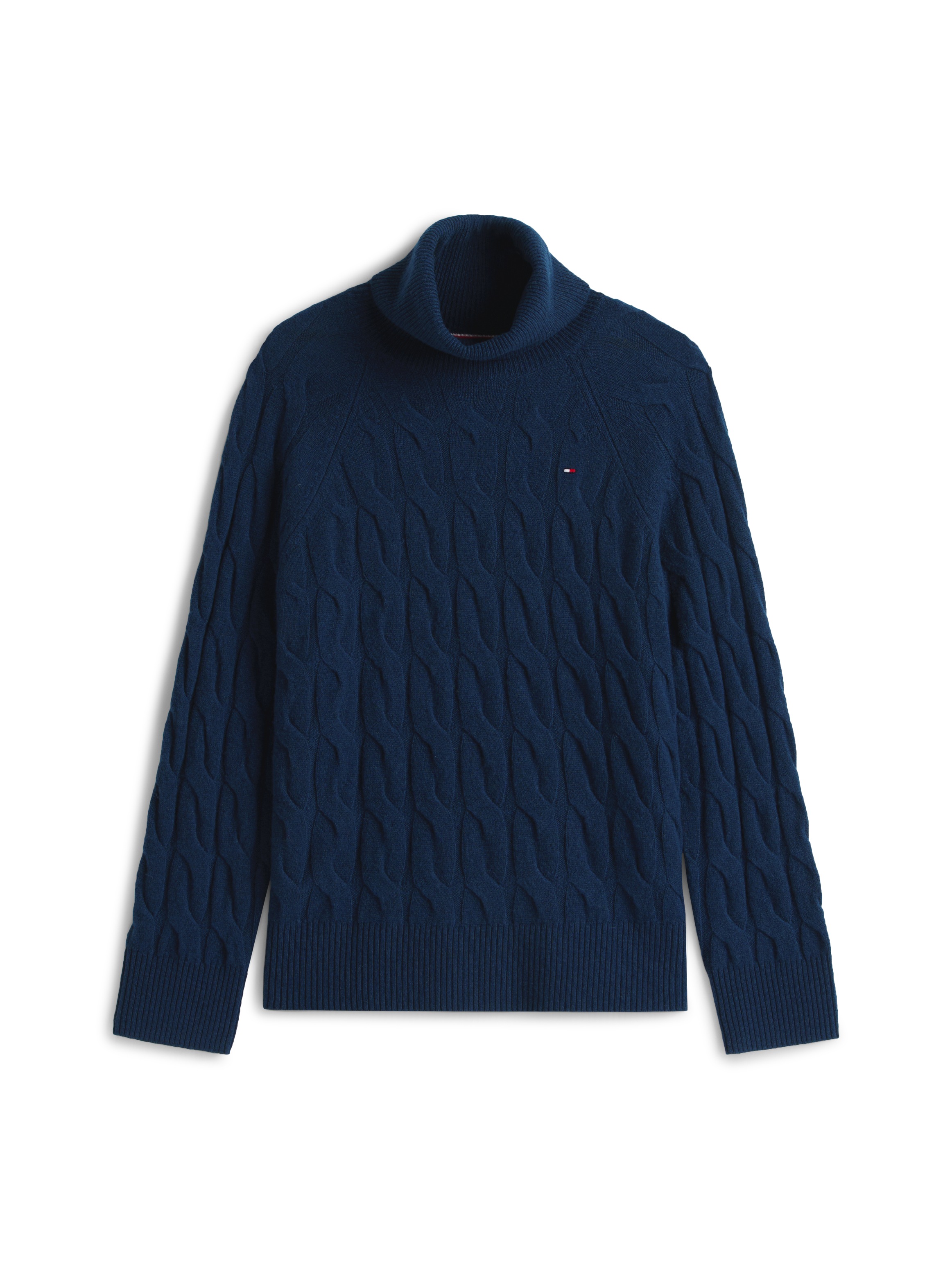 Tommy Hilfiger Rollkragenpullover »SOFT WOOL CABLE ROLL-NK LS SWT« Wolle, mit Zopfmuster