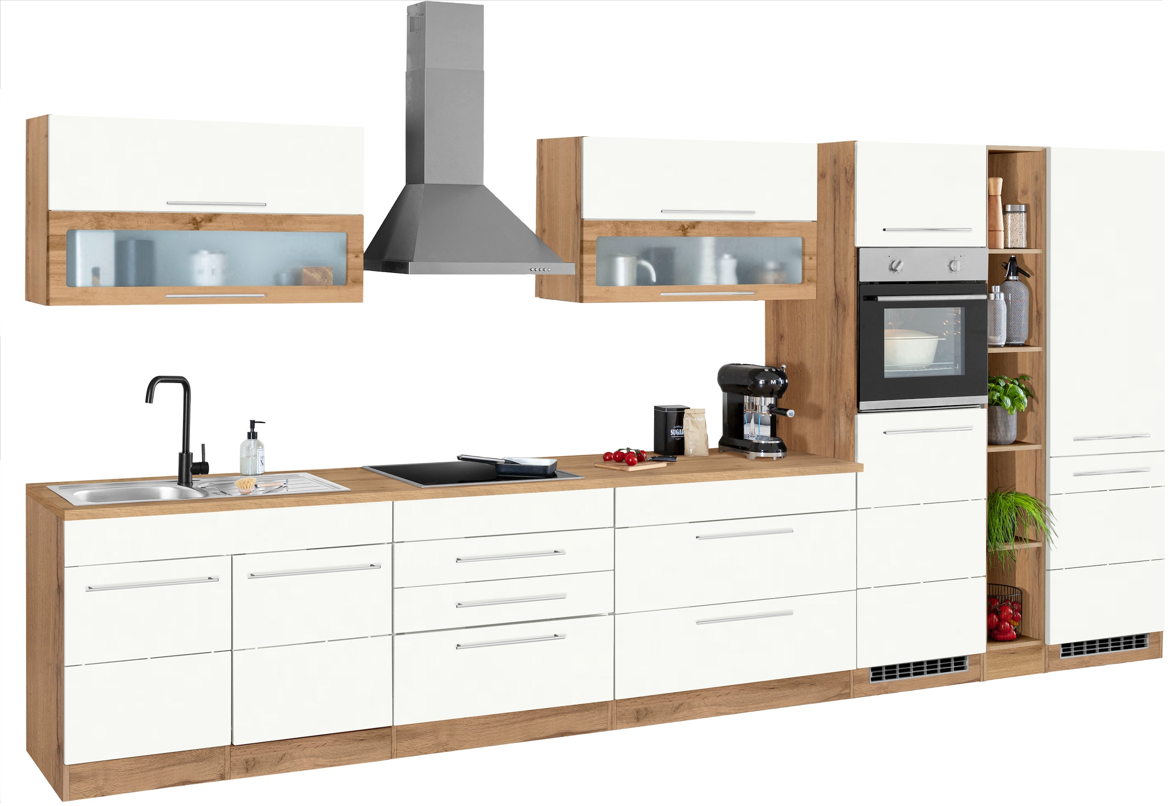 Kochstation Küchenzeile »KS-Wien«, Breite 430 cm, wahlweise mit E-Geräten und Induktion
