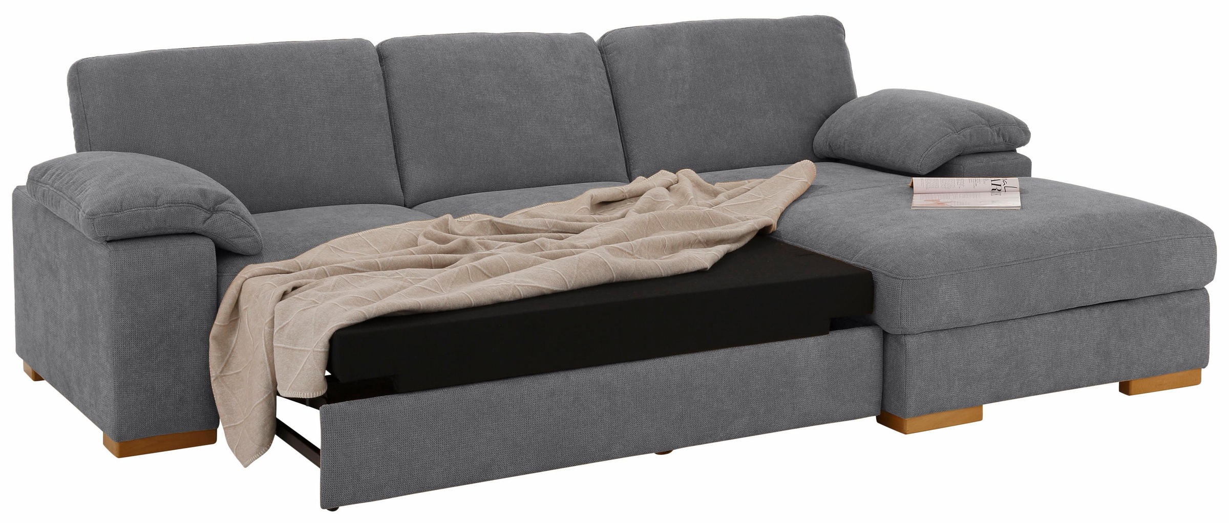 Ecksofa HOME AFFAIRE "Ventura L-Form", grau, B:277cm H:86cm T:172cm, Luxus-Microfaser in Lederoptik (100% Polyester);Struktur (100% Polyester);Luxus-Microfaser (90% Polyester, 10% Polyamid), Sofas, Ecksofa, wahlweise mit Bettfunktion und Bettfunktion/Bett 10