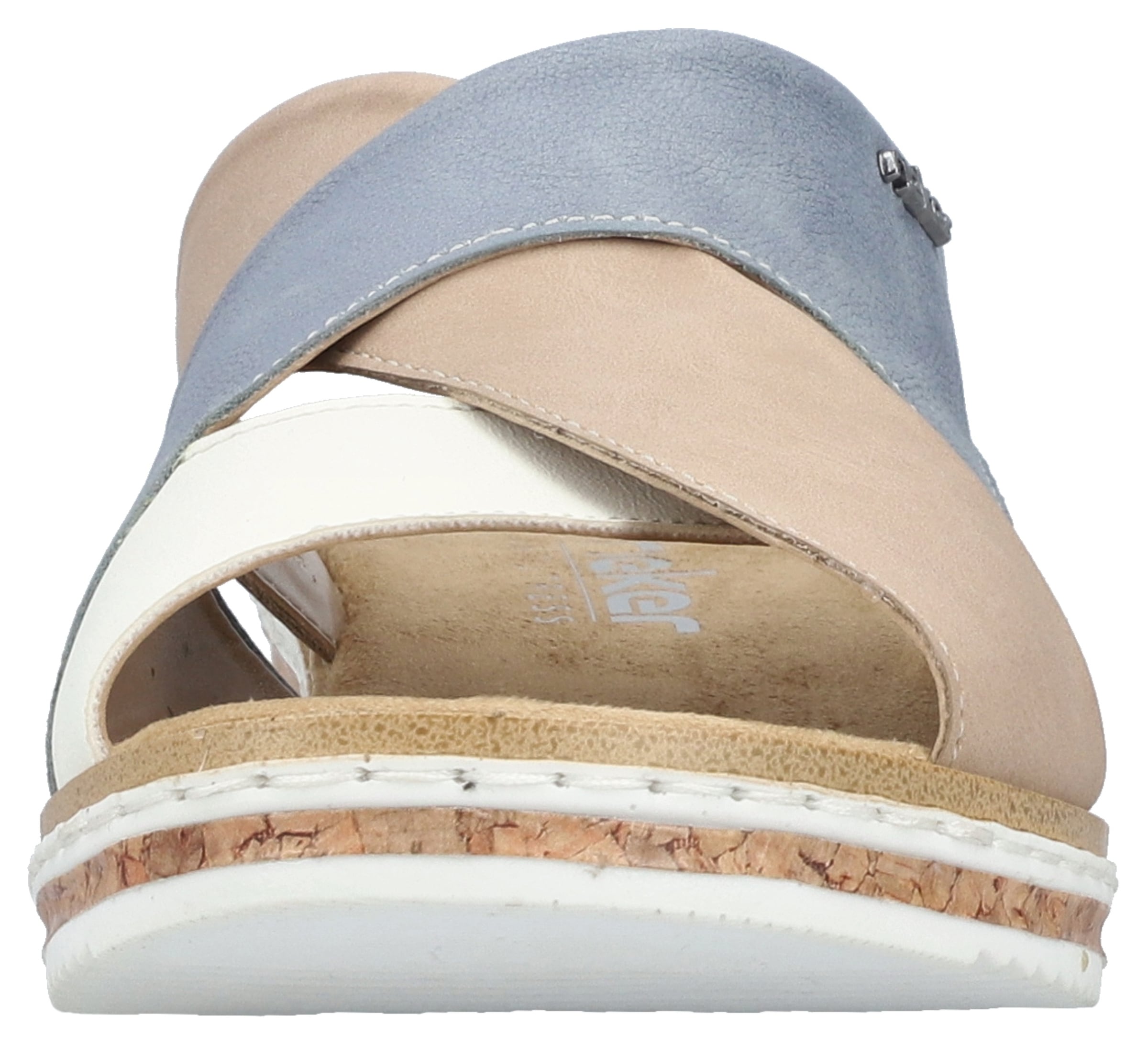Rieker Pantolette, Sommerschuh, Hausschuh, Strandschuh, Urlaubschuh mit Stretcheinsatz