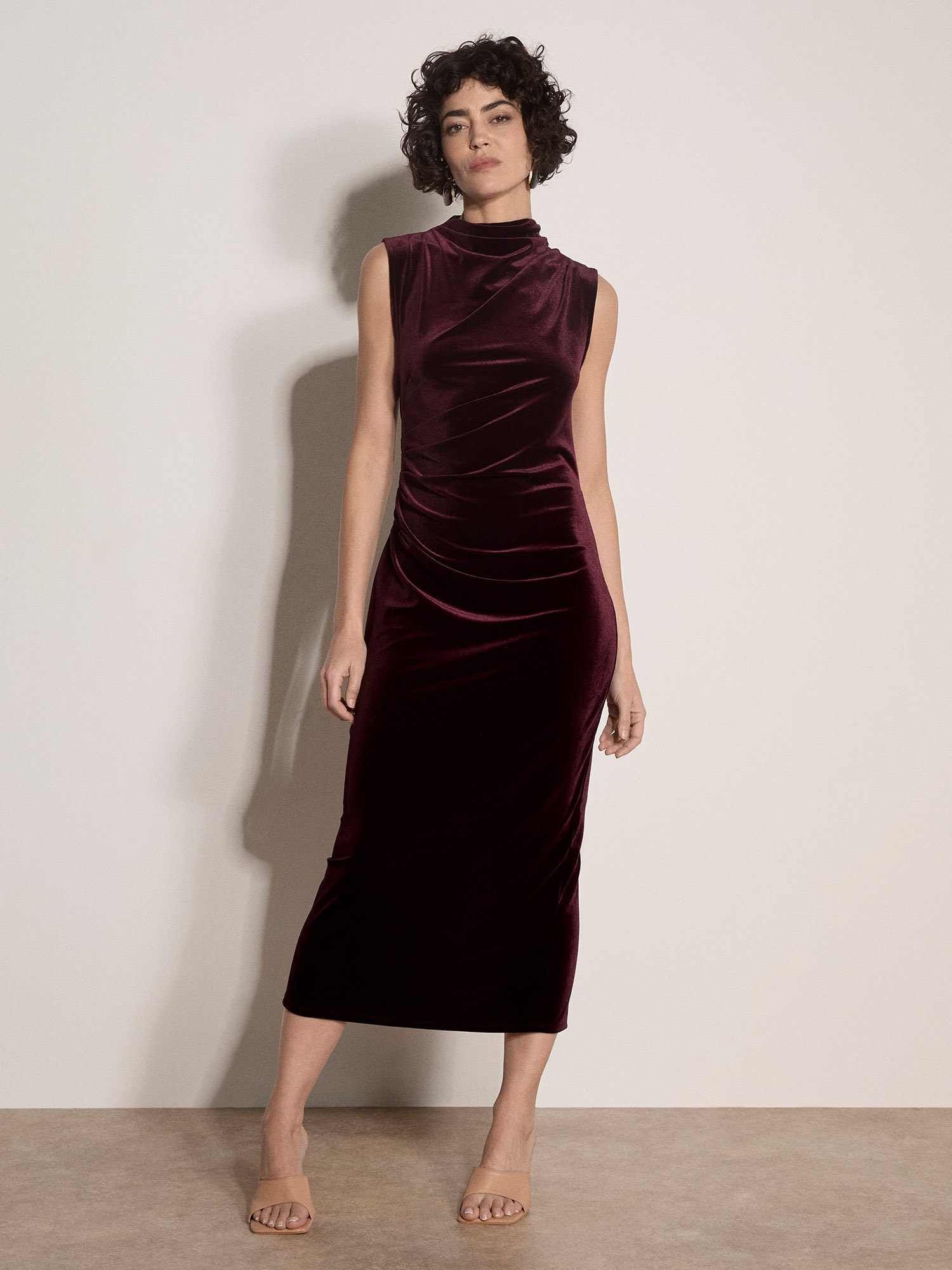 Apricot Partykleid »Bodycon-Midaxi-Kleid« Ohne Taschen aus Samt