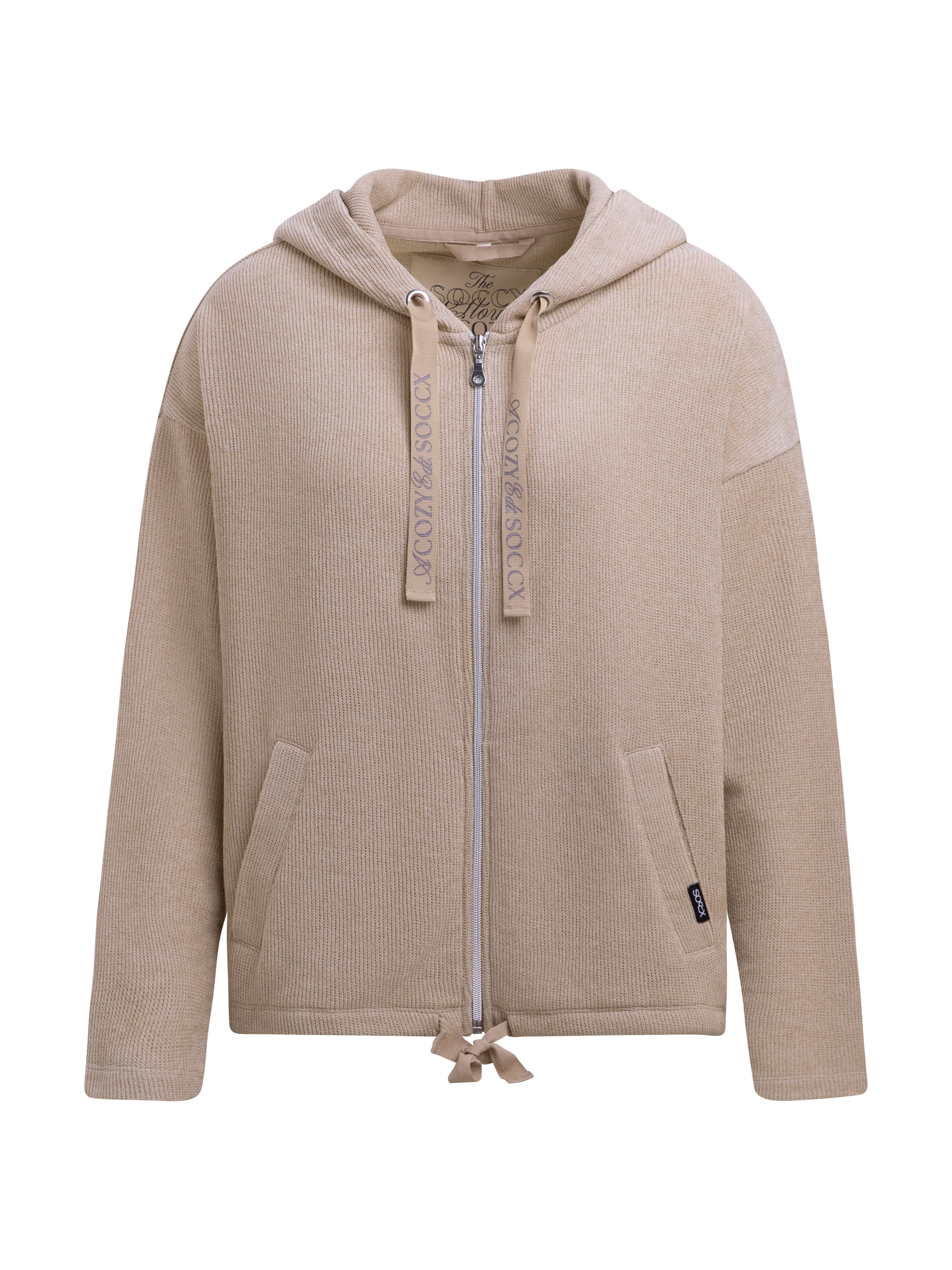 SOCCX Kapuzensweatjacke mit Bindeband am Saum