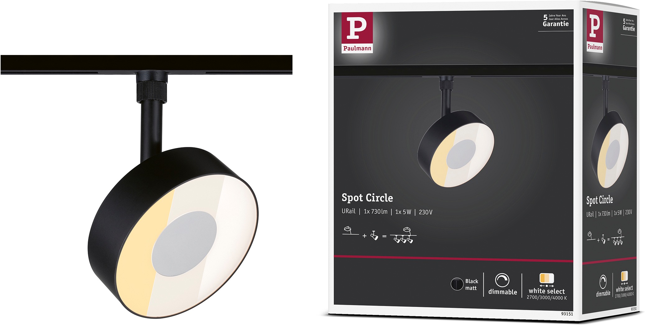 Paulmann Schienensystem-Leuchten »URail Spot Circle 1x5W 2700-4000K 230V« LED-Modul 1 Stk. Farbwechsler Dimmbar