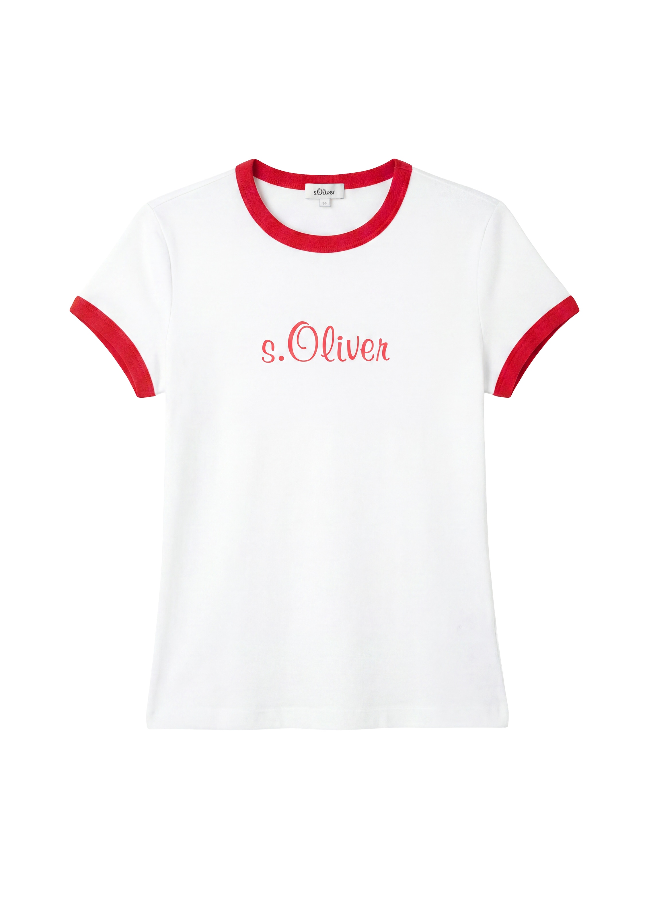 s.Oliver Kurzarmshirt »s.Oliver X Heidi Klum Logo T-Shirt« mit Logo-Print / Konstrastfarbene Bündchen / Rundhals