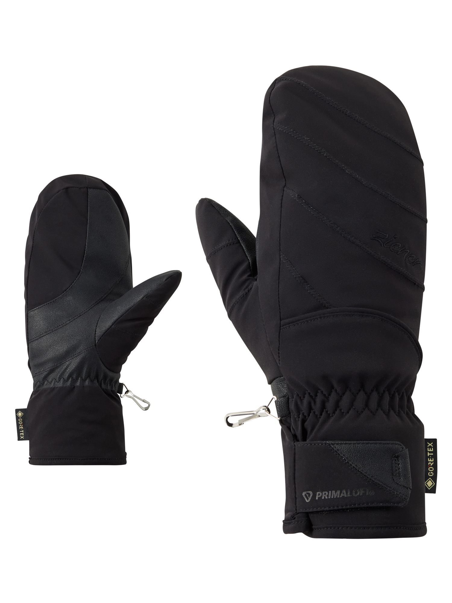 "Fäustlinge ZIENER ""KLENTIMANA-Z GORE‐TEX PrimaLoft DAMEN"", Damen, Gr. 8, schwarz, Kunstfaser, Handschuhe Fäustlinge, wasserdicht, winddicht