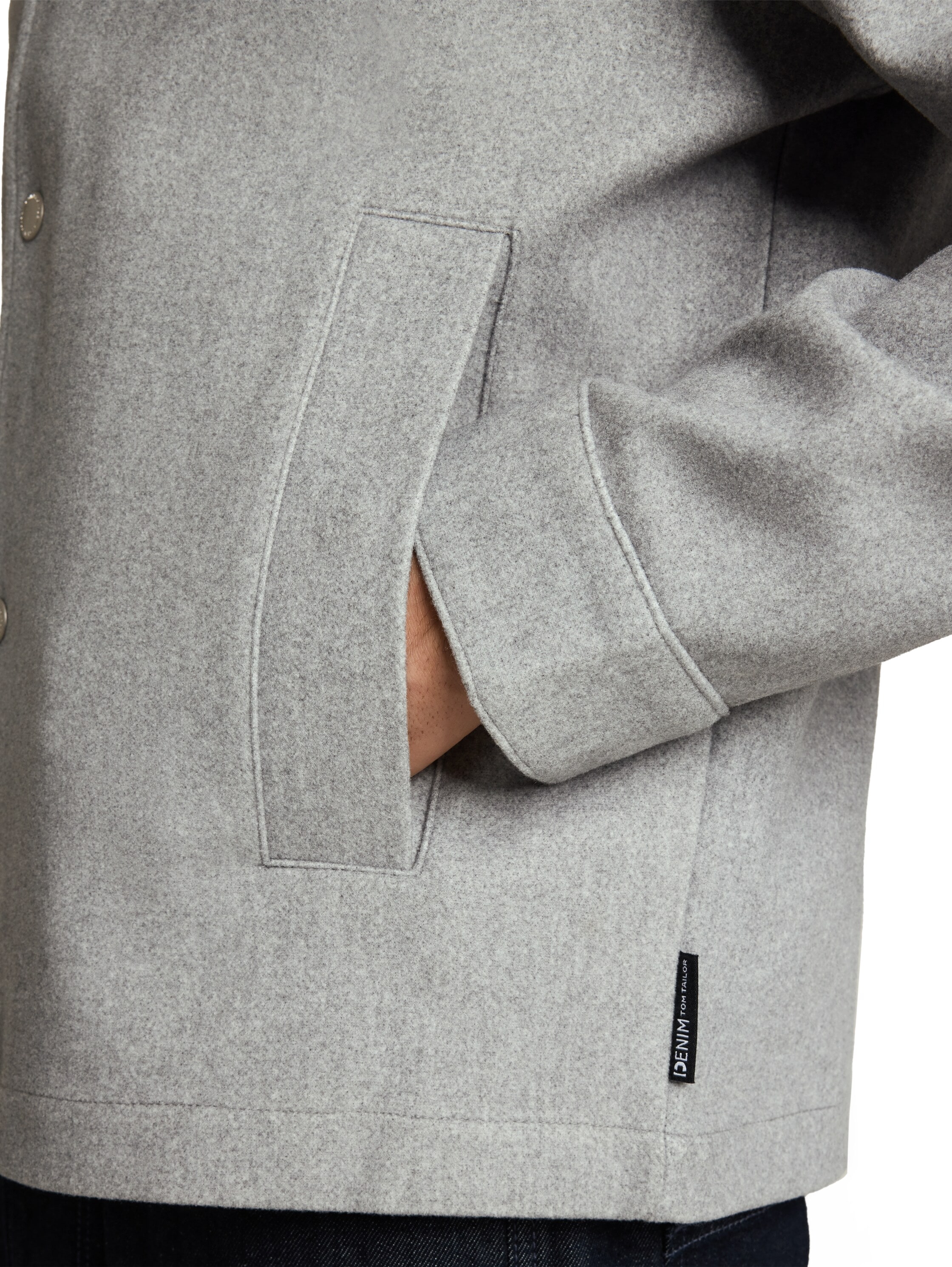 TOM TAILOR Denim Wolljacke ohne Kapuze mit Druckknöpfen und Eingrifftaschen