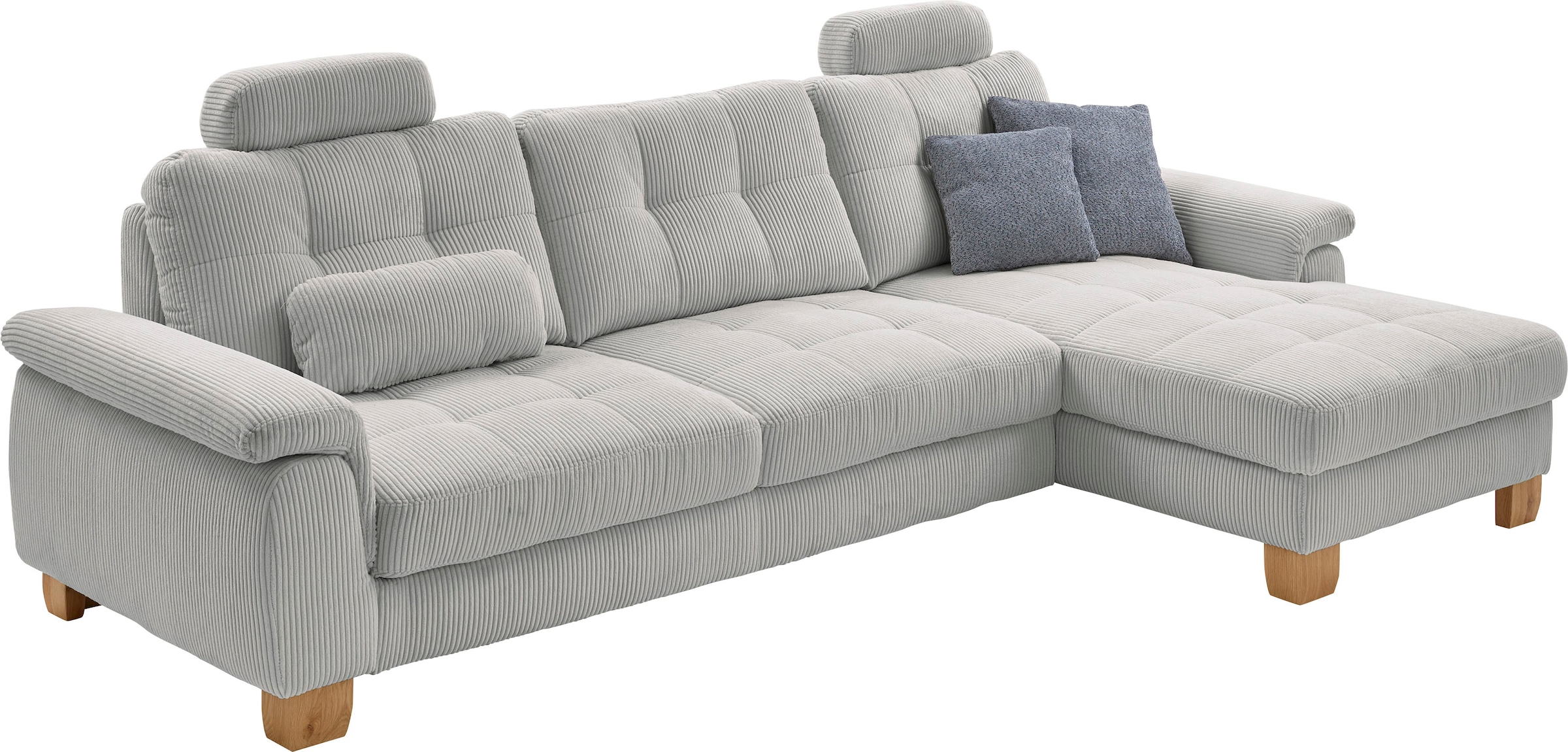Die PlanBar Ecksofa "PP-LA19101 L-Form, Breite 316 cm" wahlweise mit Schlaffunktion und verstellbaren Kopfstützen, in Cord