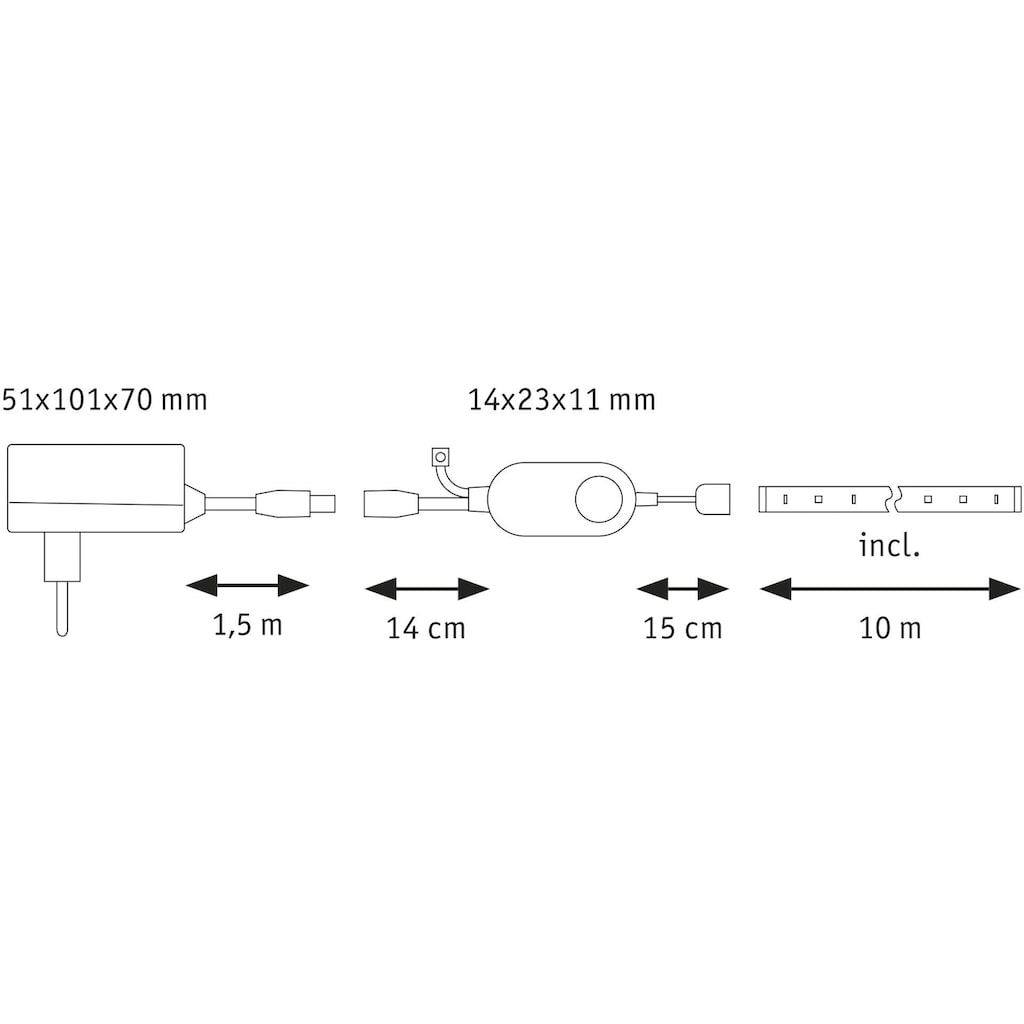 Paulmann LED-Streifen »SimpLED Stripe Set 10m 230/12V DC Weiß Metall Kunststoff«, 1 St.-flammig