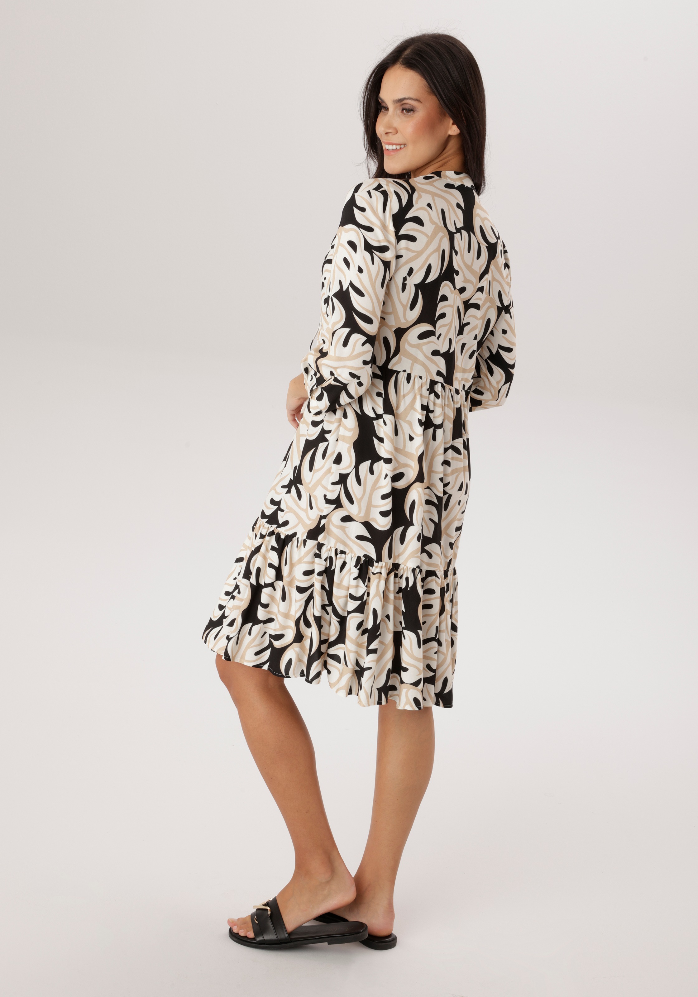 Aniston SELECTED Blusenkleid mit V-Ausschnitt und mit Bindebändern und Quas günstig online kaufen