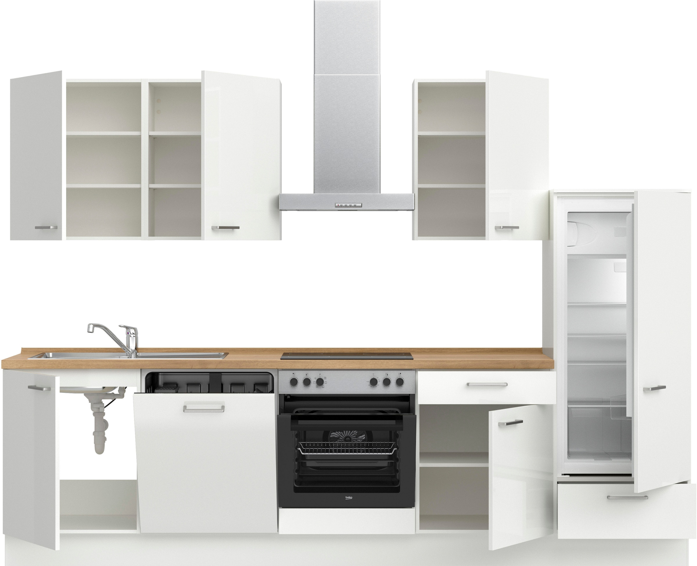 nobilia® Küchenzeile »"Flash I"«, vormontiert, Ausrichtung wählbar, Breite 300 cm, wahlw. mit E-Geräten