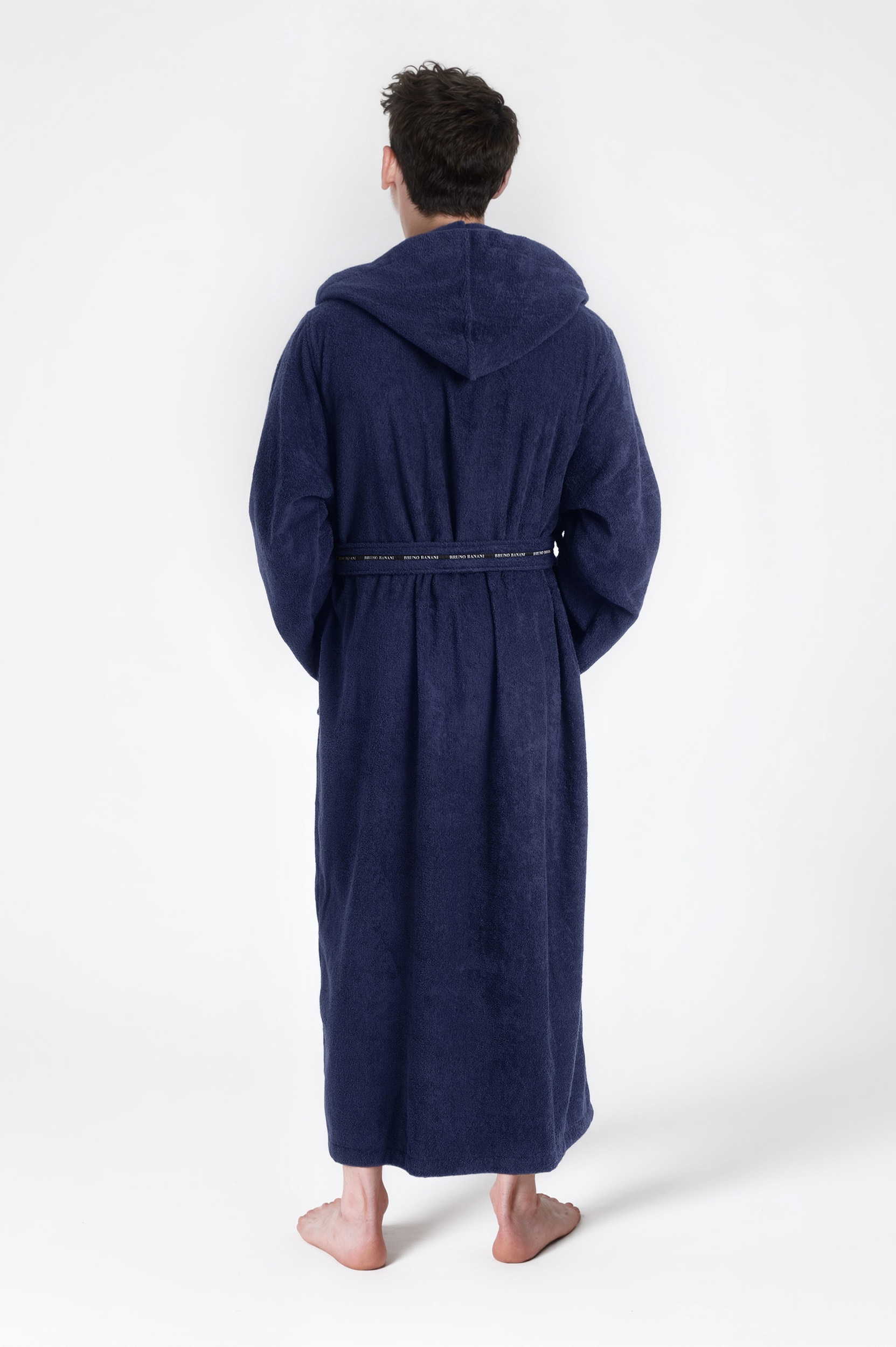 Bruno Banani Herrenbademantel »Danny, Normallänge & Überlänge, auch in extra lang, Hotelbademantel«, (1 St.), mit Logostreifen, Herren Bademantel aus 100% Baumwolle, S-4XL