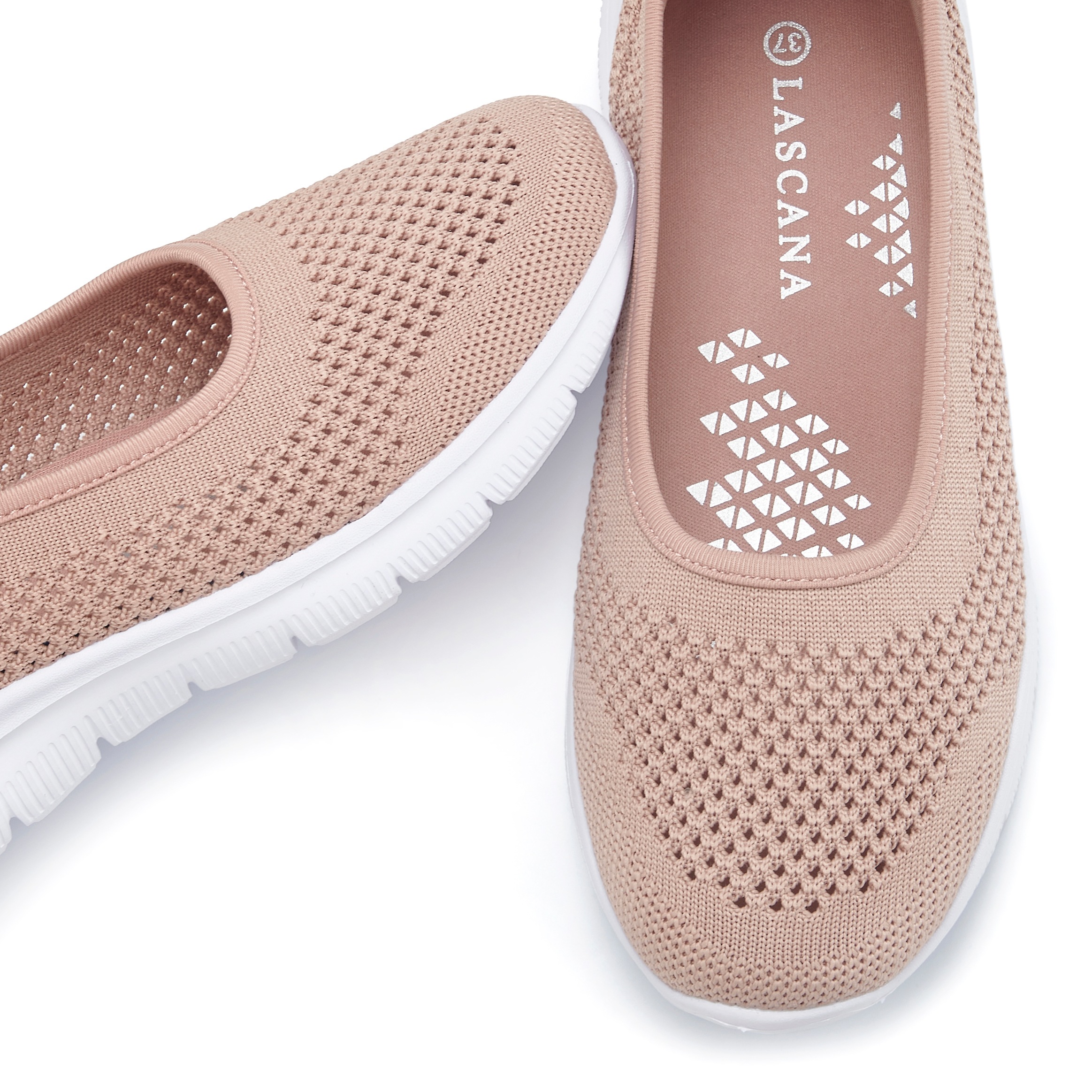 Sneaker Ballerinas LASCANA "Halbschuh, Slip-On-Sneaker", Damen, Gr. 39, rosa (rosé), Obermaterial: 100% Textilmaterial. Decksohle: 100% Textilmaterial. Futter: 100% Textilmaterial. Laufsohle: 100% Synthetik, unifarben, Schuhe Ballerina, zum Reinschlüpfen  3