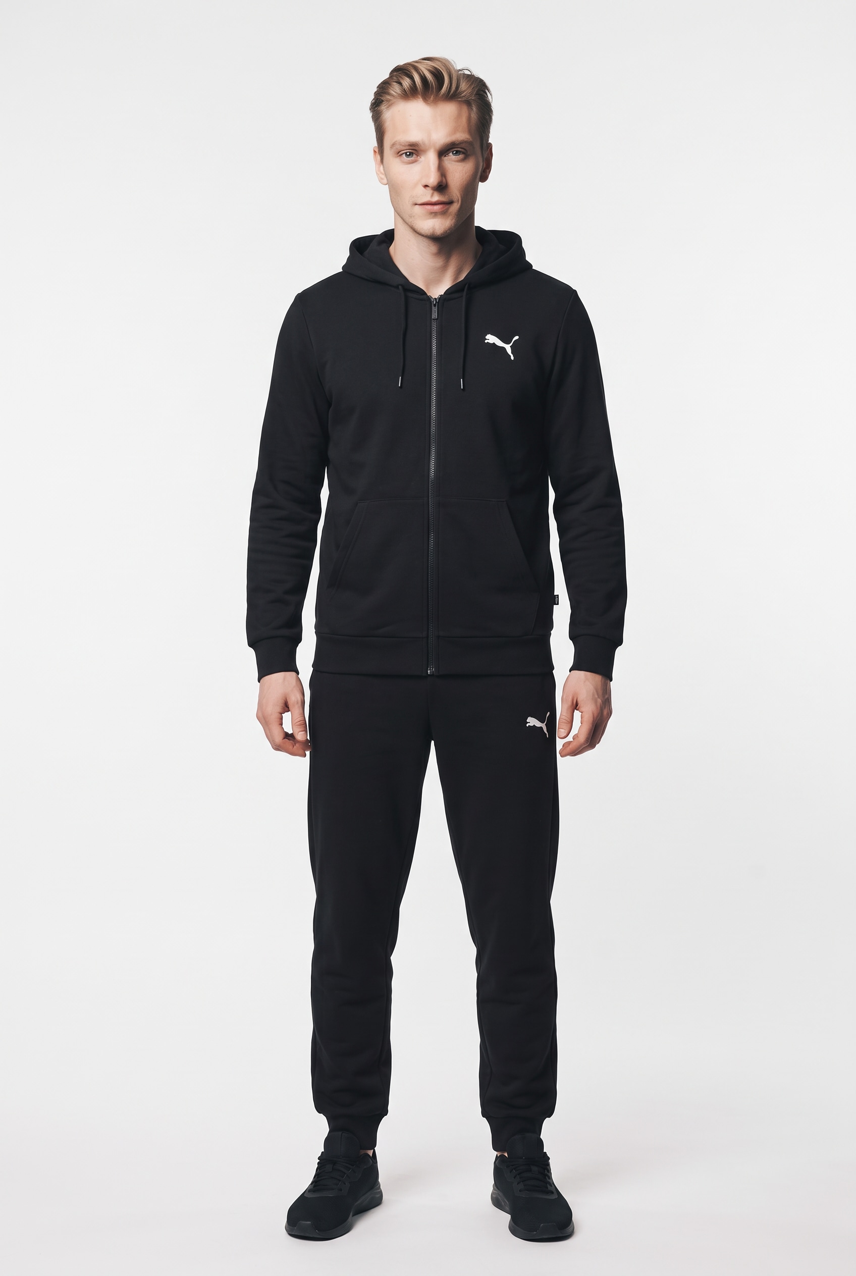 PUMA Trainingsanzug »ESS ELEVATED SUIT FL« 2 mit Kapuze und Stehkragen, aus Baumwolle