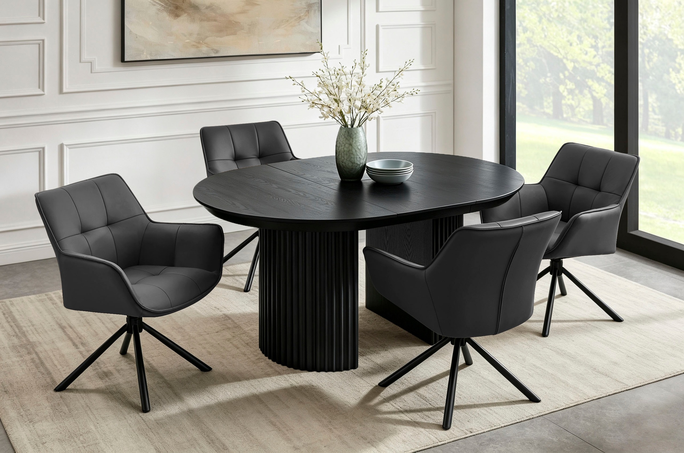 OTTO home Drehstuhl »Lika« (Set) 2 Stk.echtes Leder, 360° Drehfunktion, Steppnähte, Metallgestell
