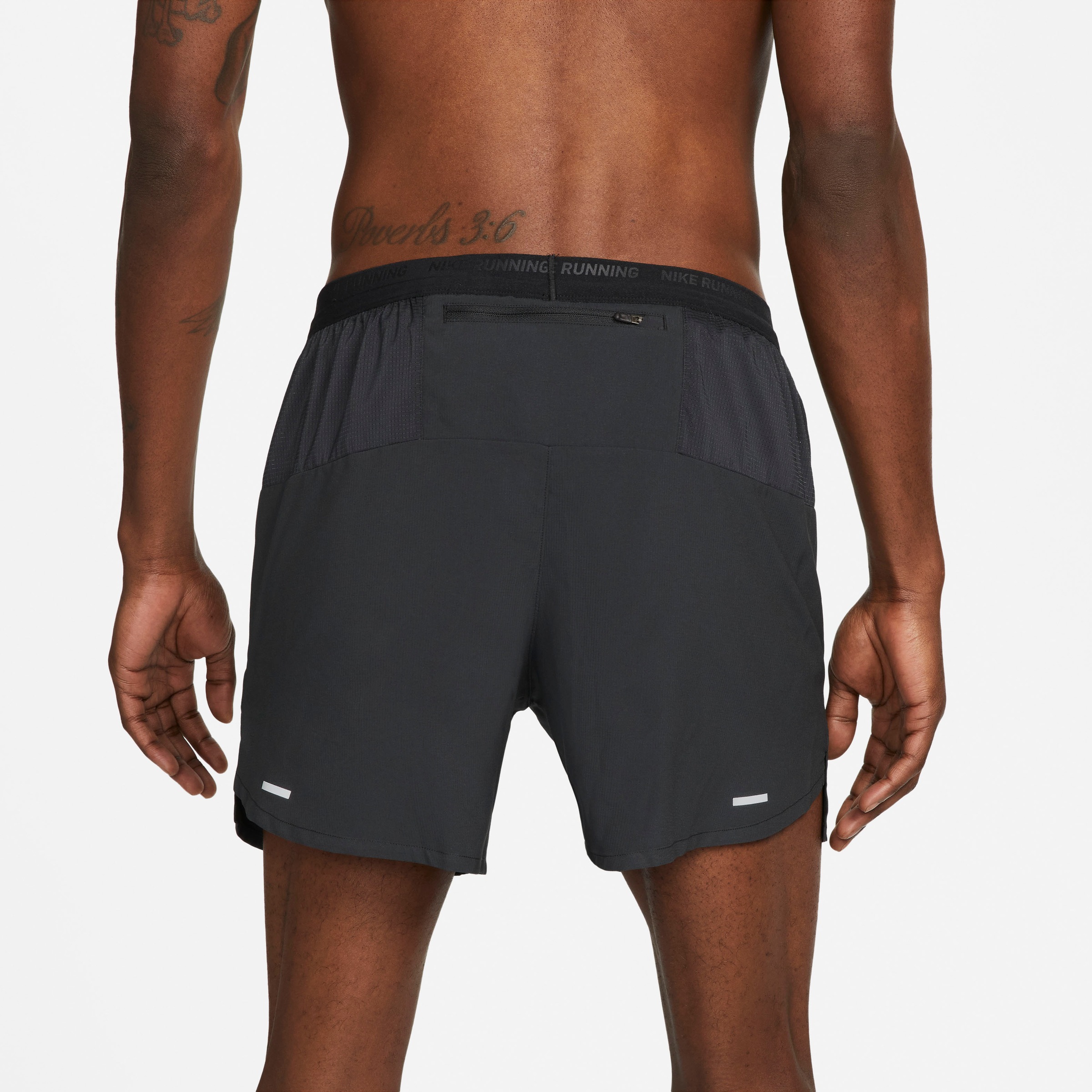 Laufshorts NIKE "DRI-FIT STRIDE MENS 5" BRIEF-LINED", Herren, Gr. L, N-Gr, schwarz (schwarz, schwarz, reflective silv), Obermaterial: 100% Polyester, Hosen 3