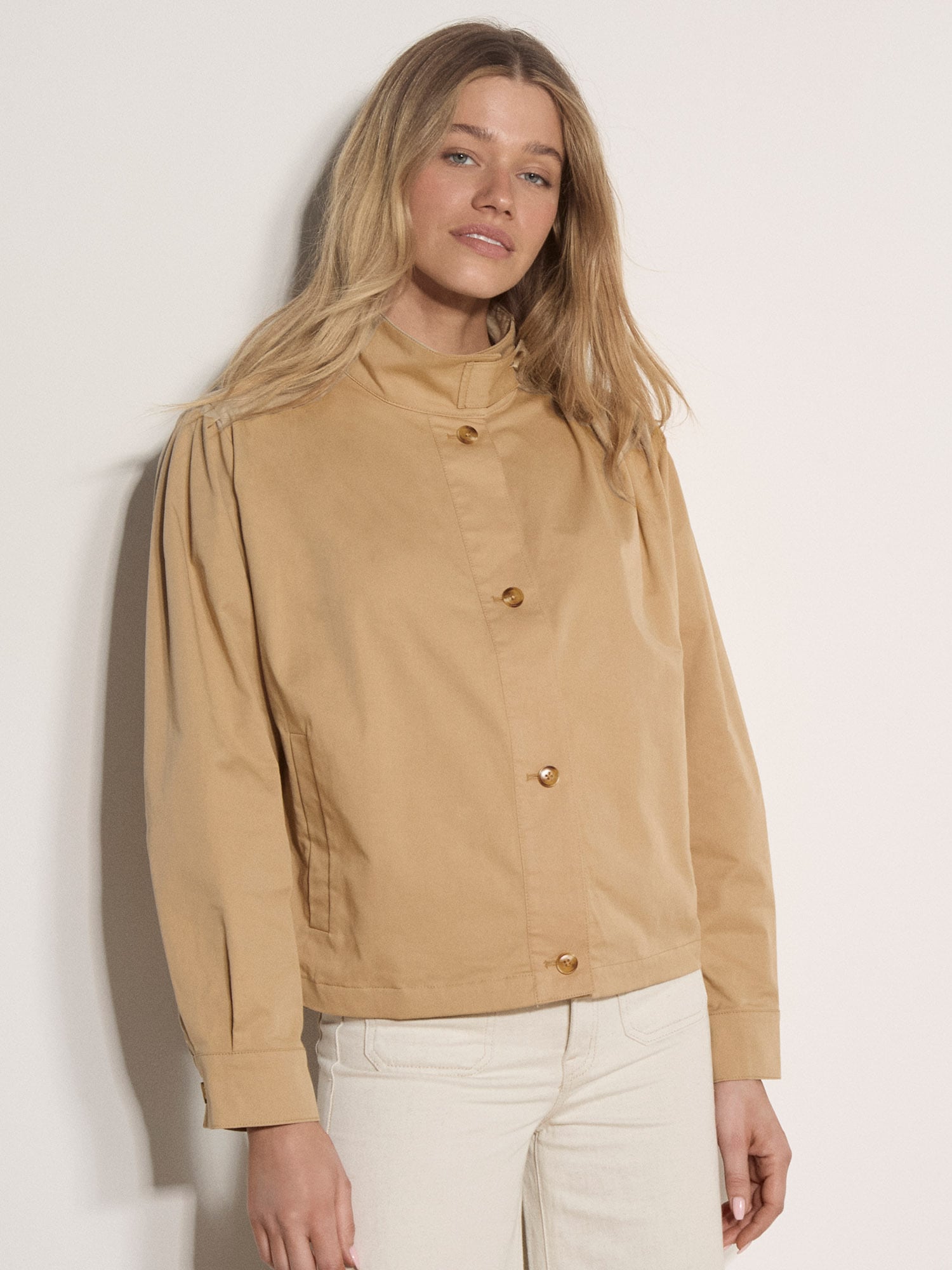 Apricot Kurzjacke "Baumwolljacke mit Stehkragen" mit Plissee