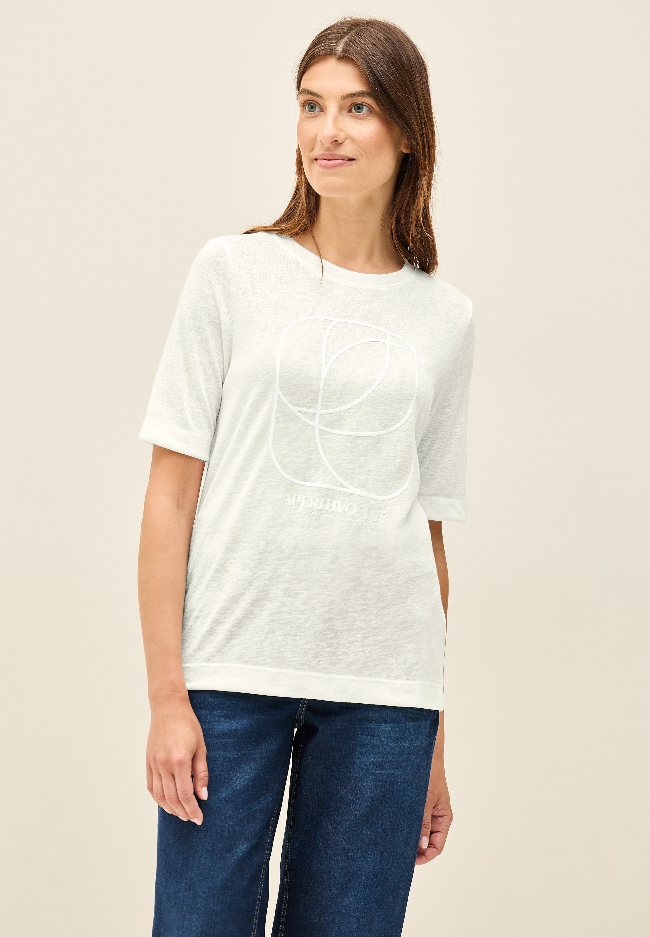 STREET ONE STUDIO T-Shirt, aus elastischem Materialmix günstig online kaufen