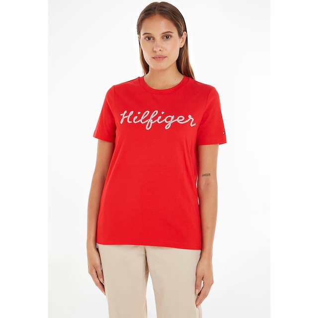 Tommy Hilfiger T-Shirt »REG ROPE PUFF PRINT C-NK SS«, mit großem Tommy  Hilfiger Logoschriftzug auf der Brust für bestellen | BAUR