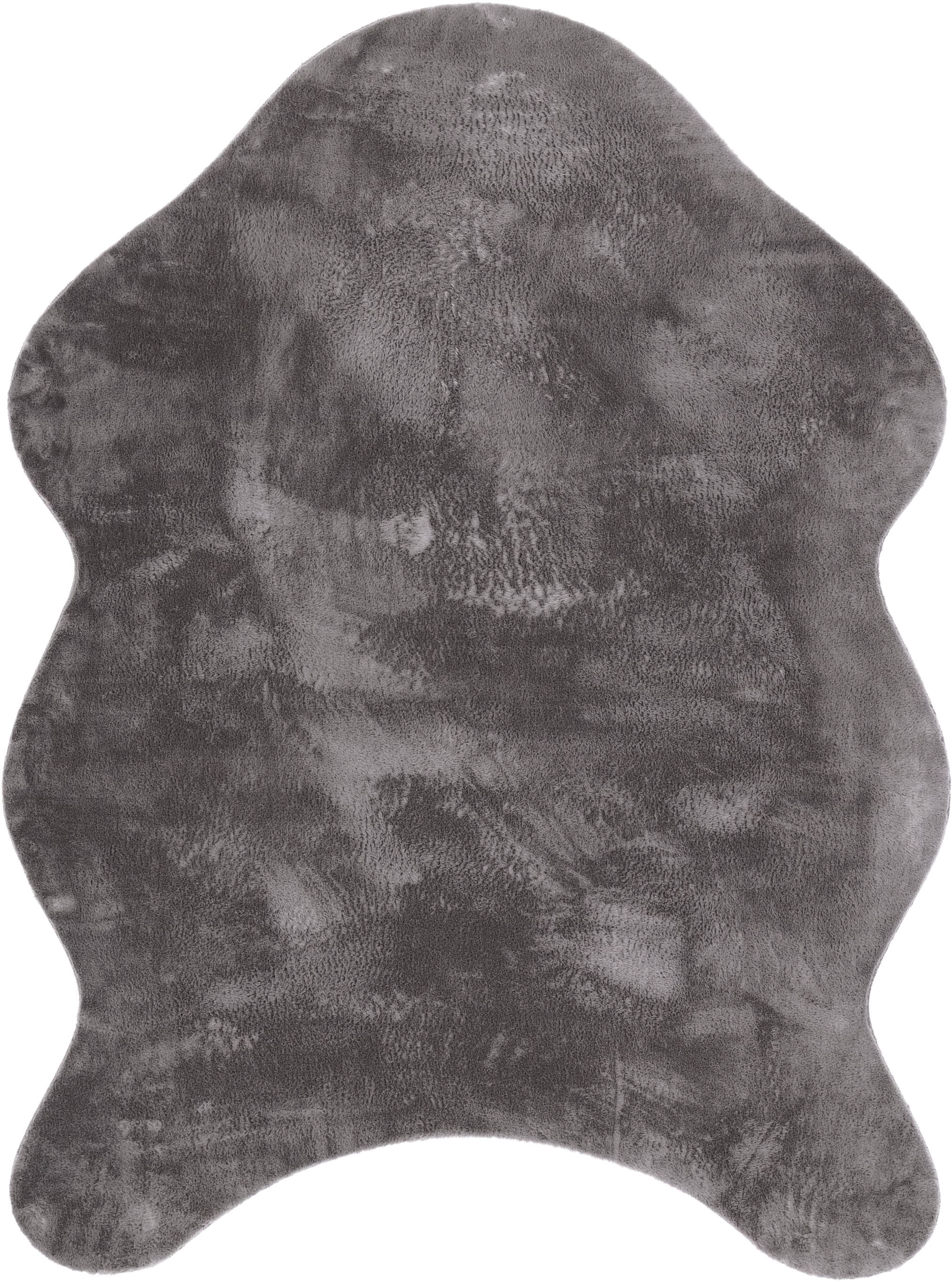 Paco Home Fellteppich "Pelt 640" fellförmig 16 mm Höhe Kunstfell, Uni Farbe günstig online kaufen