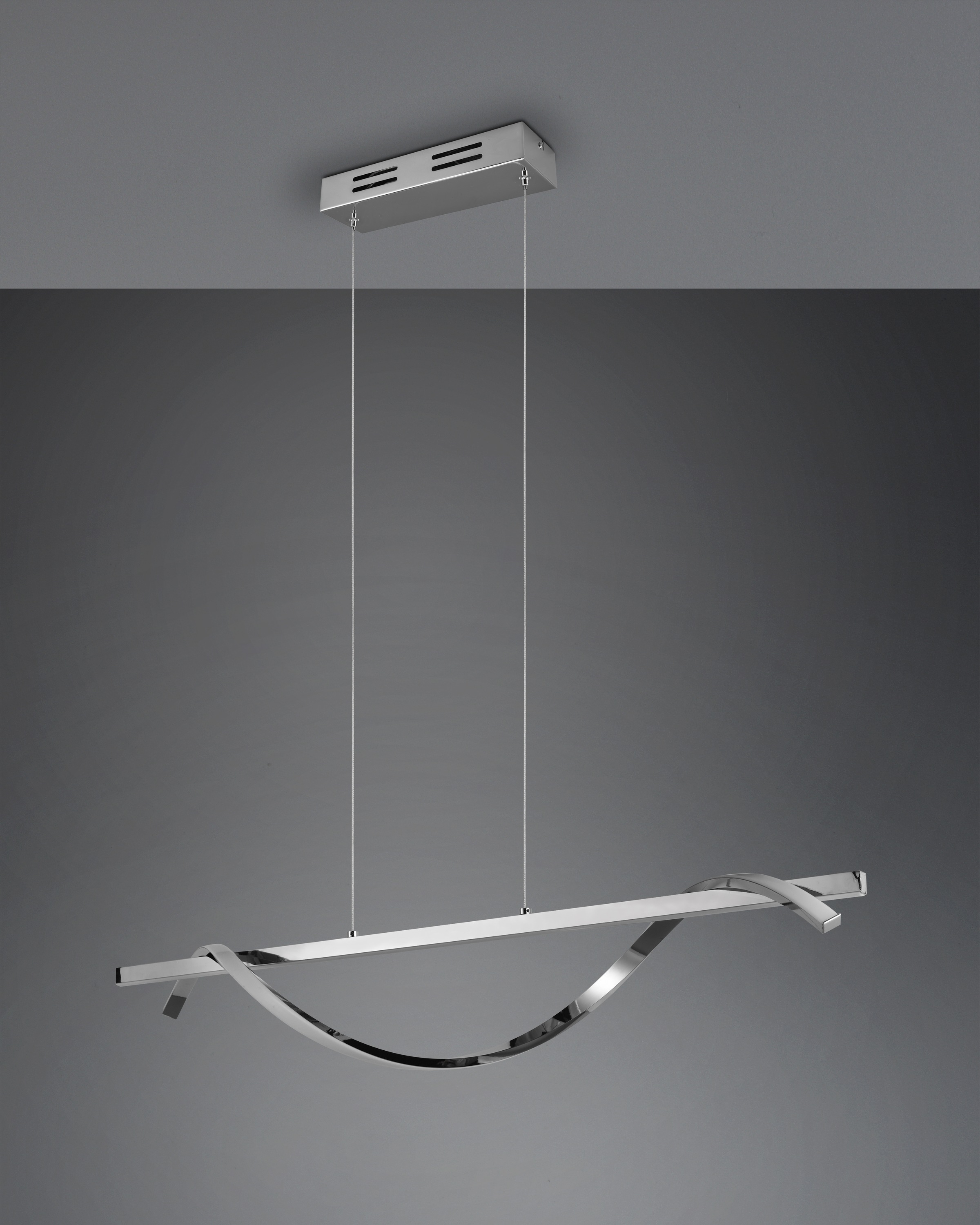 REALITY Leuchten LED Pendelleuchte »ISABEL, Hängelampe 26W LED kaltweiß 4000K 3000 Lumen, höhenverstellbar«, 1 flammig, Leuchtmittel LED-Board | LED fest integriert, 3-Stufen dimmbar über Wandschalter, chrom verspiegelt, max Höhe 150cm