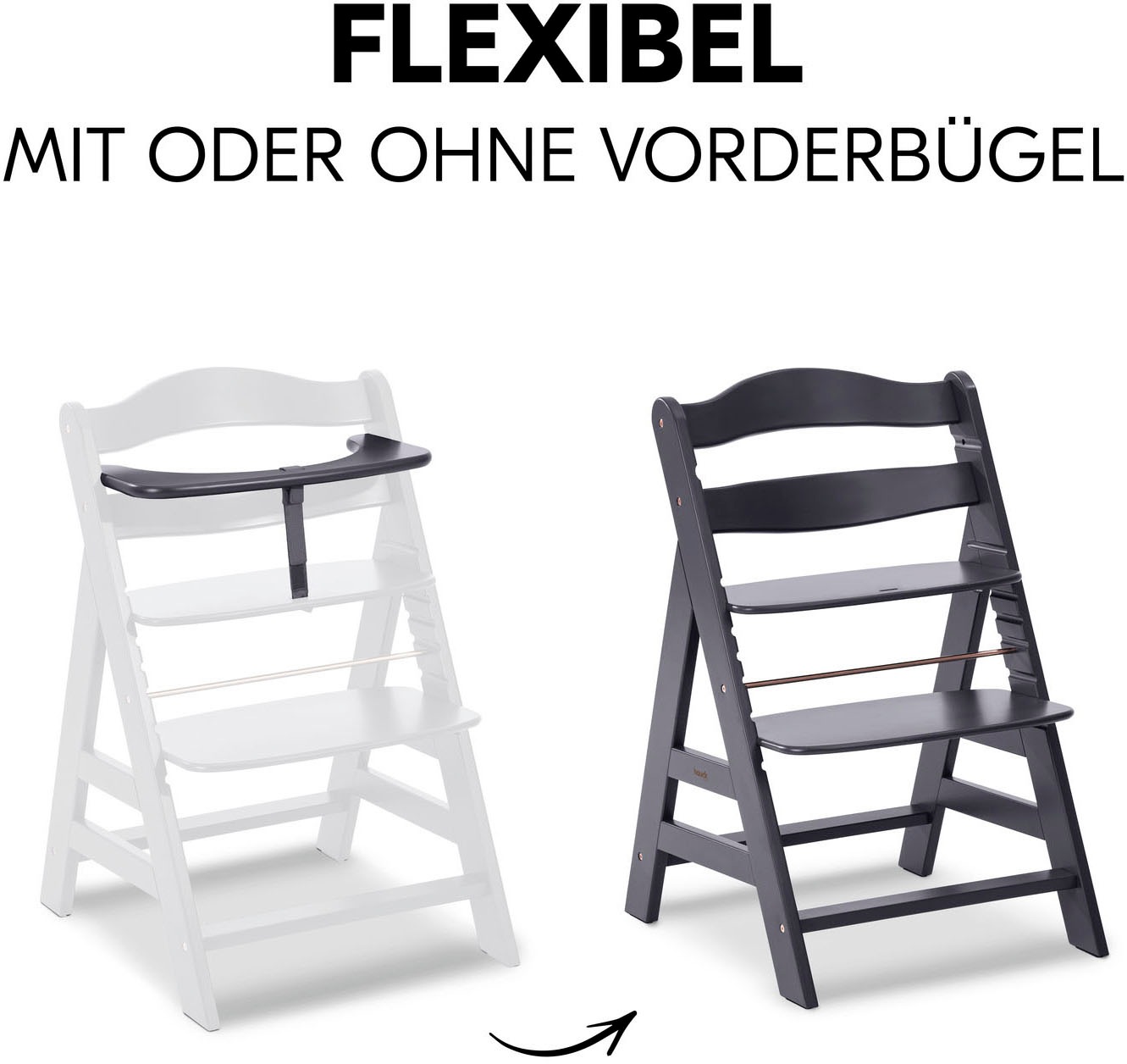 Hauck Hochstuhl »Alpha+, Dark grey«, FSC® - schützt Wald - weltweit