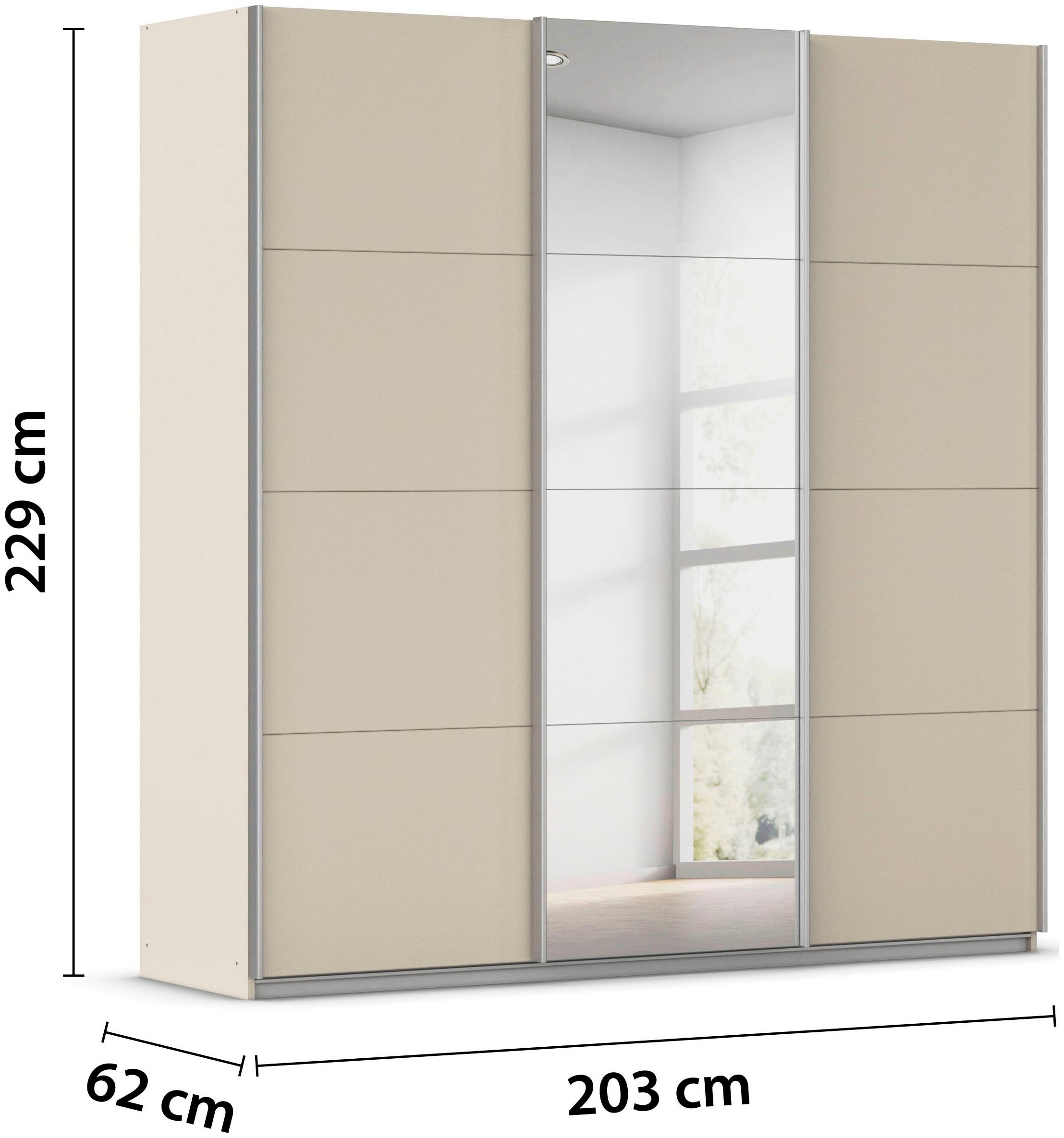 rauch Schwebetürenschrank »Kleiderschrank Schrank Garderobe AGORDO«, (in zwei Griff-Farben), Top Innenausstattung, in 4 Breiten und 2 Höhen MADE IN GERMANY